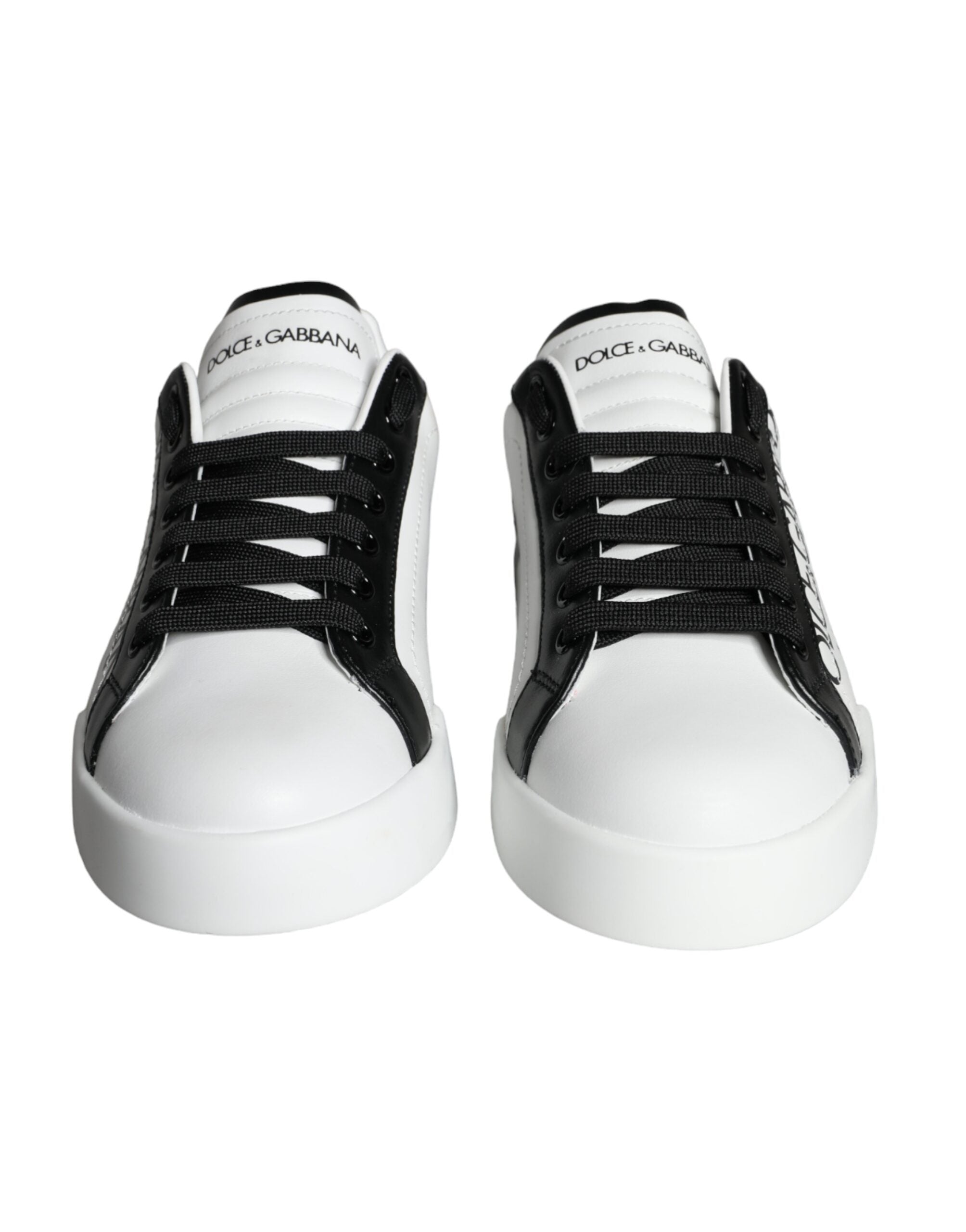 Παπούτσια Dolce & Gabbana White Black Leather Crown Milano Sneakers