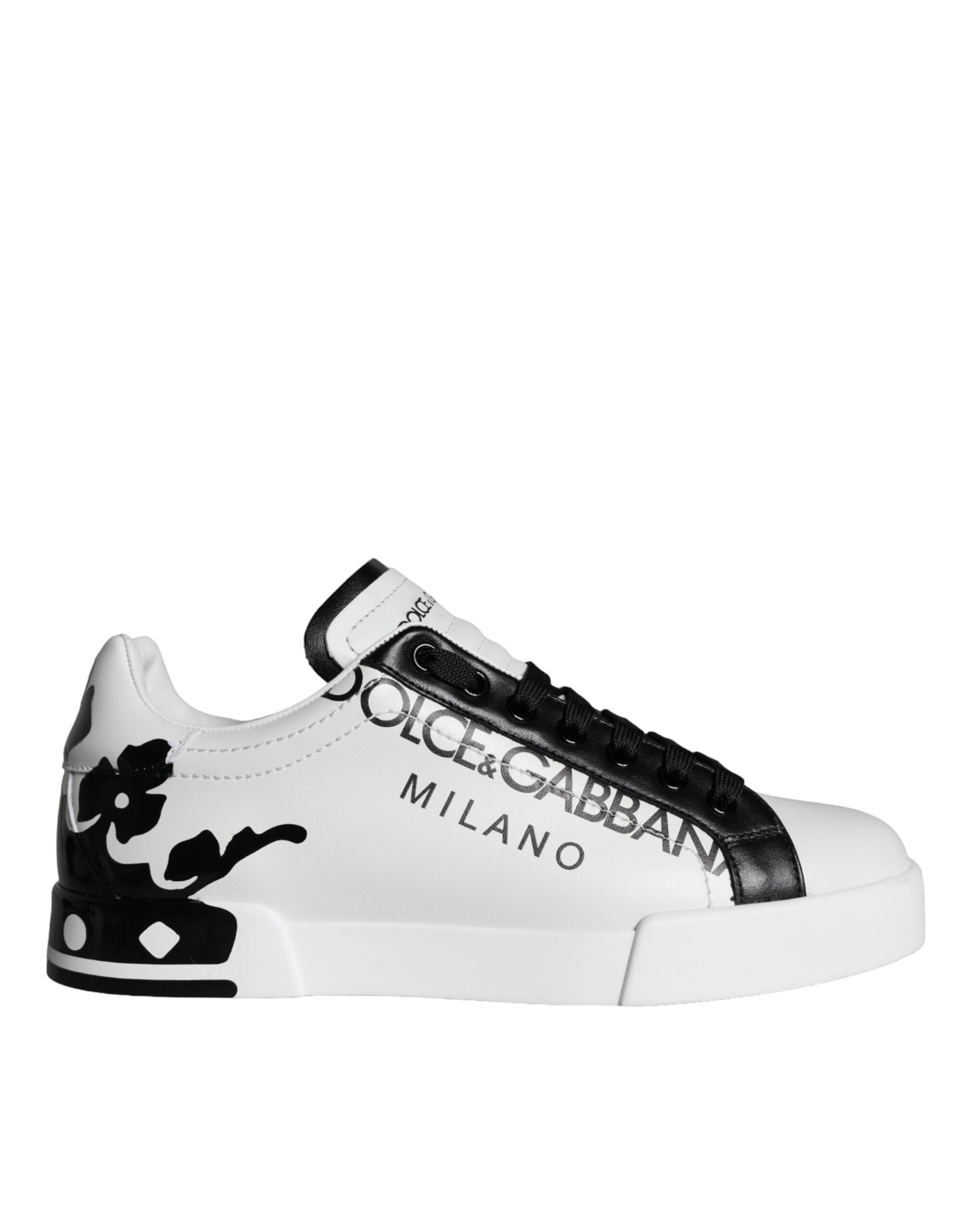 Παπούτσια Dolce & Gabbana White Black Leather Crown Milano Sneakers