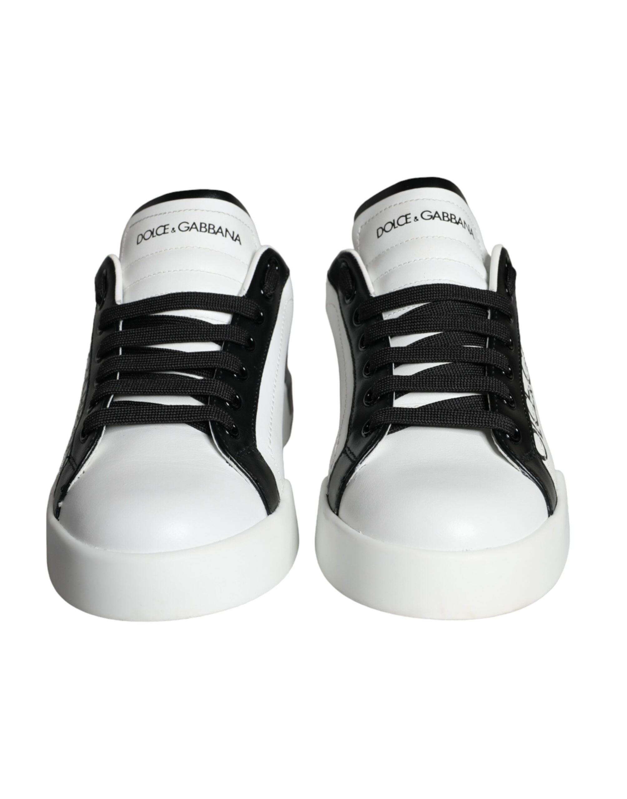 Παπούτσια Dolce & Gabbana White Black Leather Crown Milano Sneakers