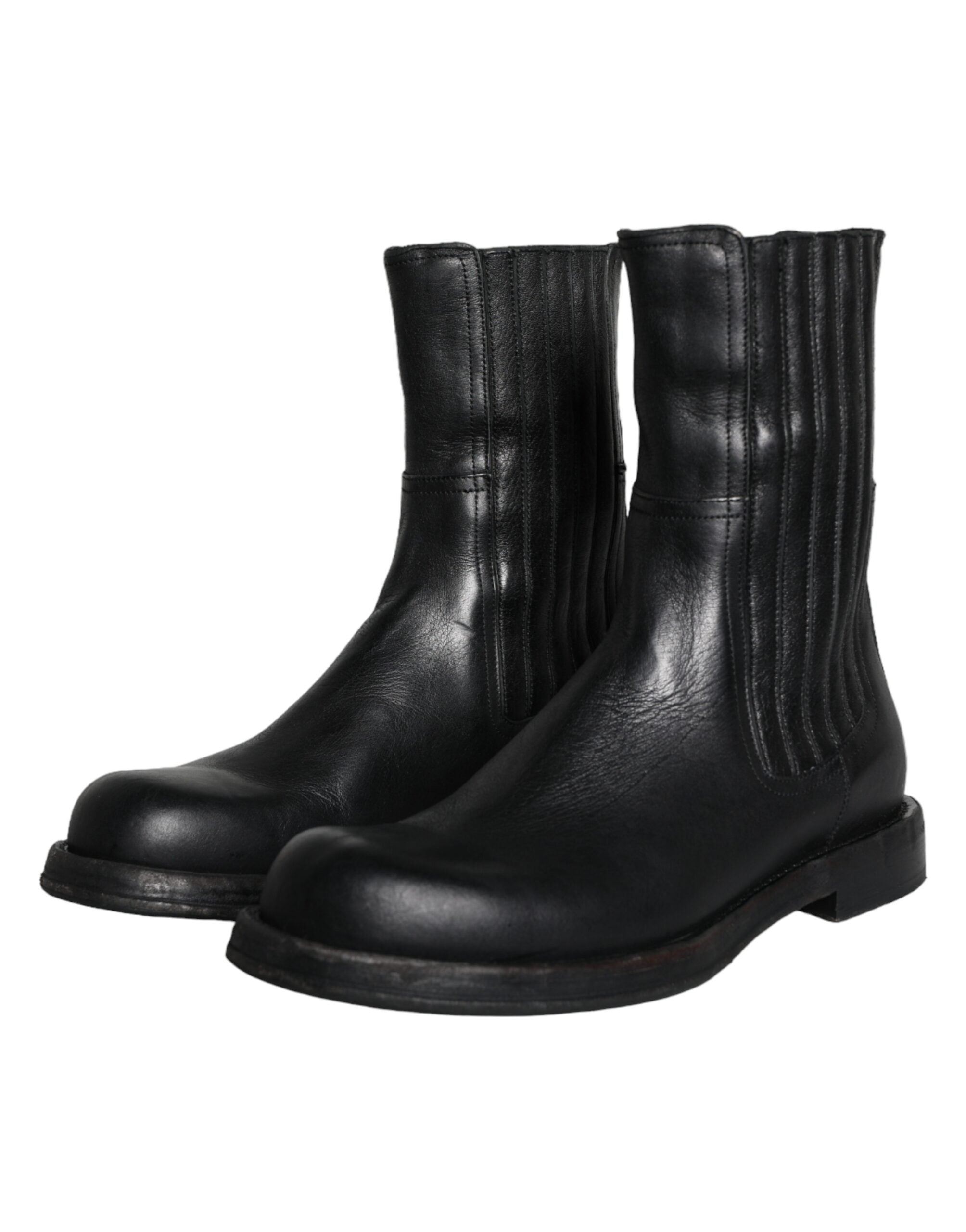 Ανδρικά παπούτσια Dolce & Gabbana Black Horse Leather Mid Calf Boots