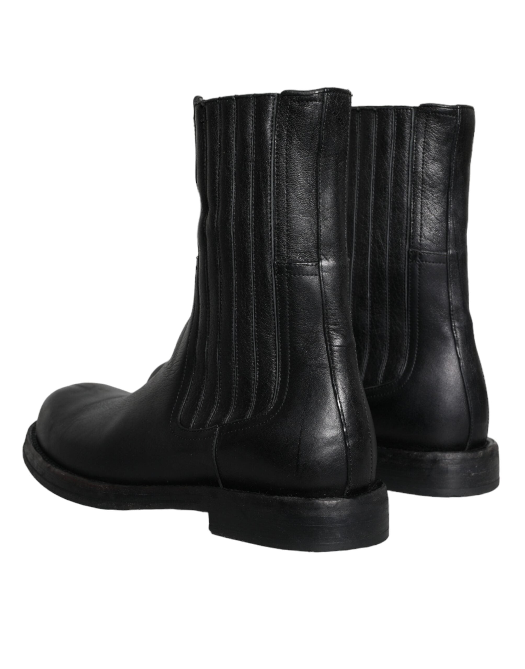 Ανδρικά παπούτσια Dolce & Gabbana Black Horse Leather Mid Calf Boots