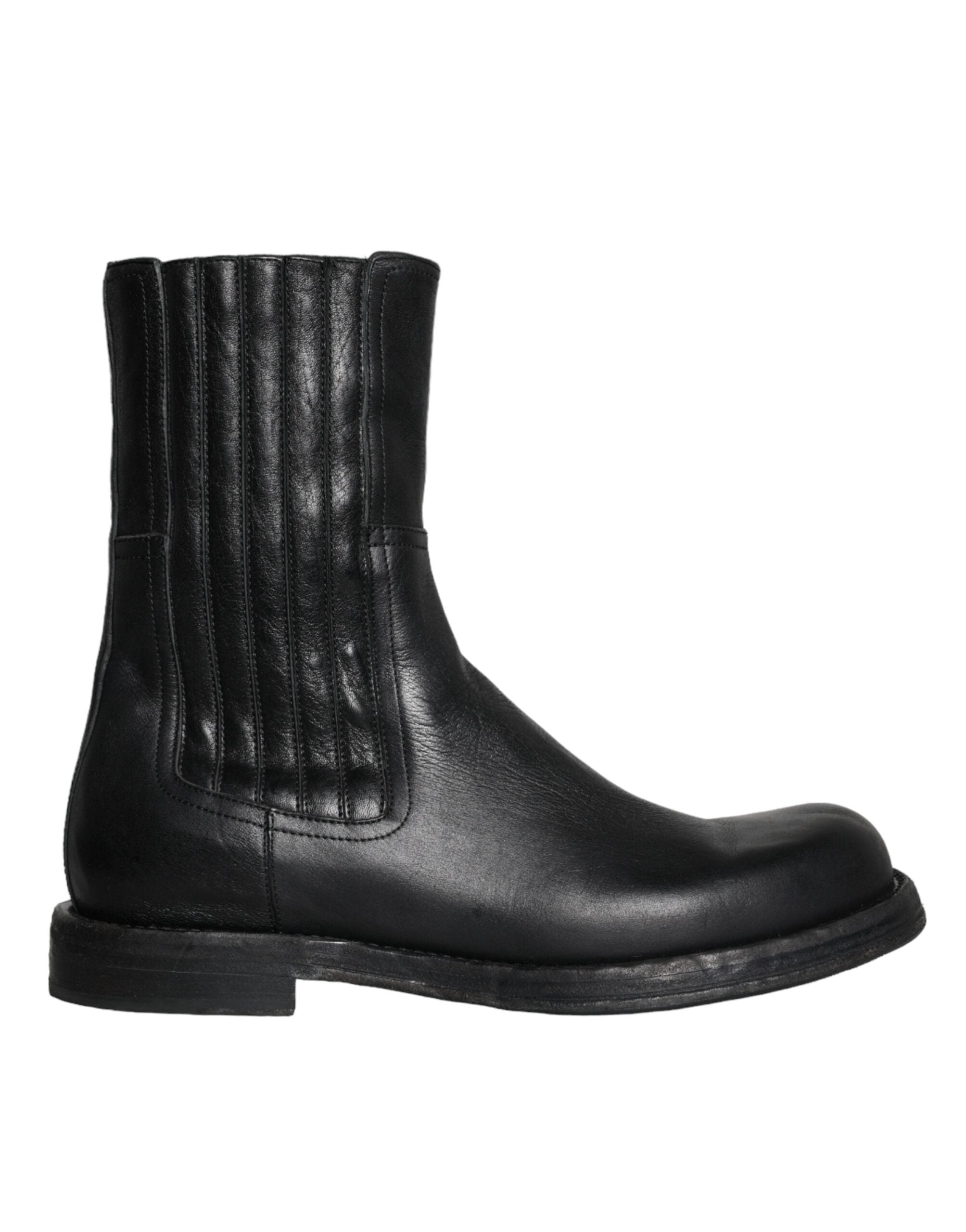 Ανδρικά παπούτσια Dolce & Gabbana Black Horse Leather Mid Calf Boots