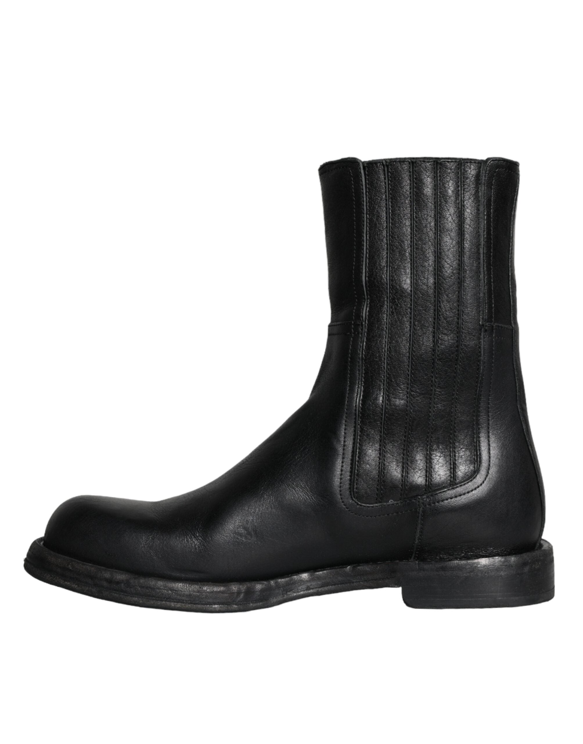 Ανδρικά παπούτσια Dolce & Gabbana Black Horse Leather Mid Calf Boots