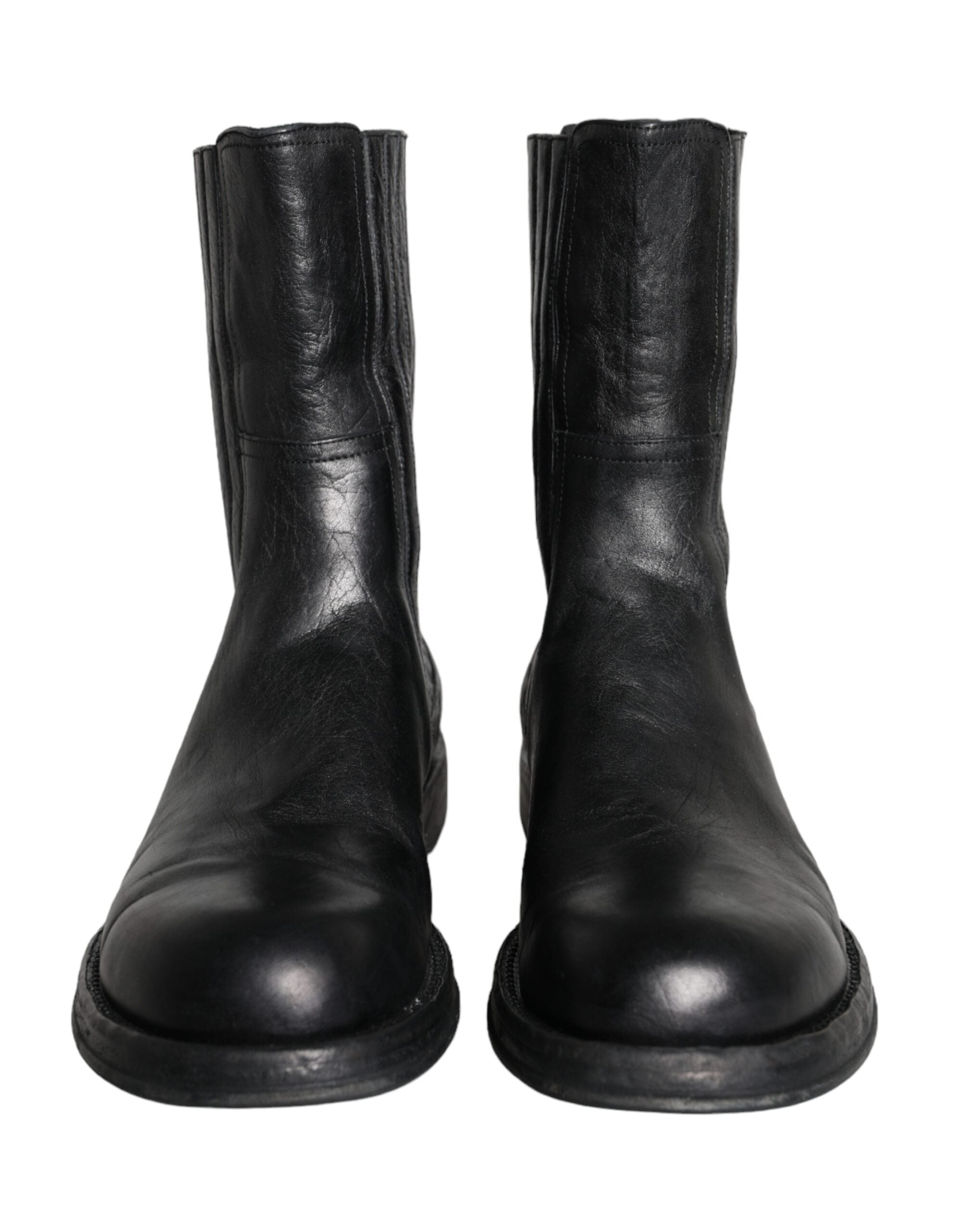 Ανδρικά παπούτσια Dolce & Gabbana Black Horse Leather Mid Calf Boots