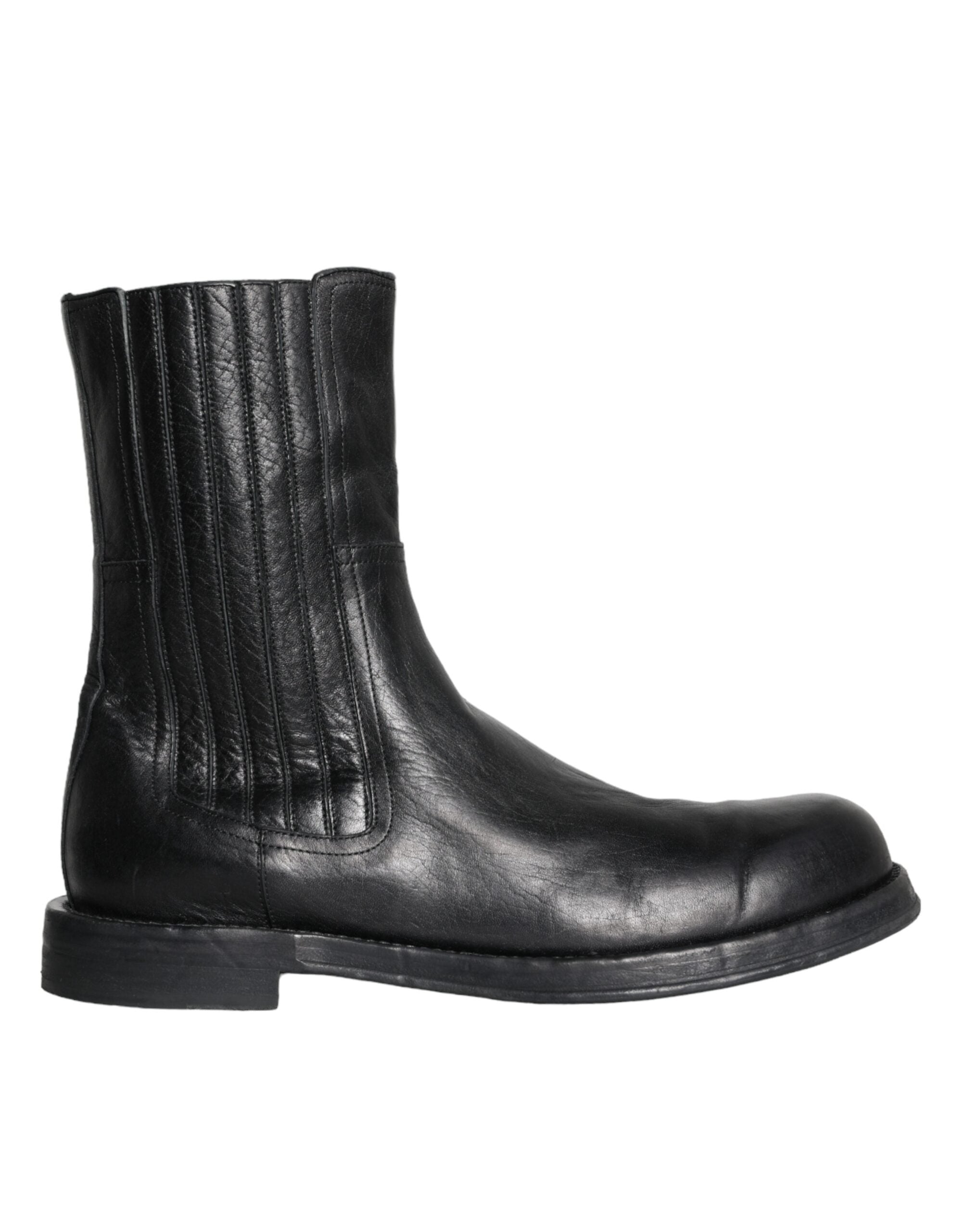 Ανδρικά παπούτσια Dolce & Gabbana Black Horse Leather Mid Calf Boots