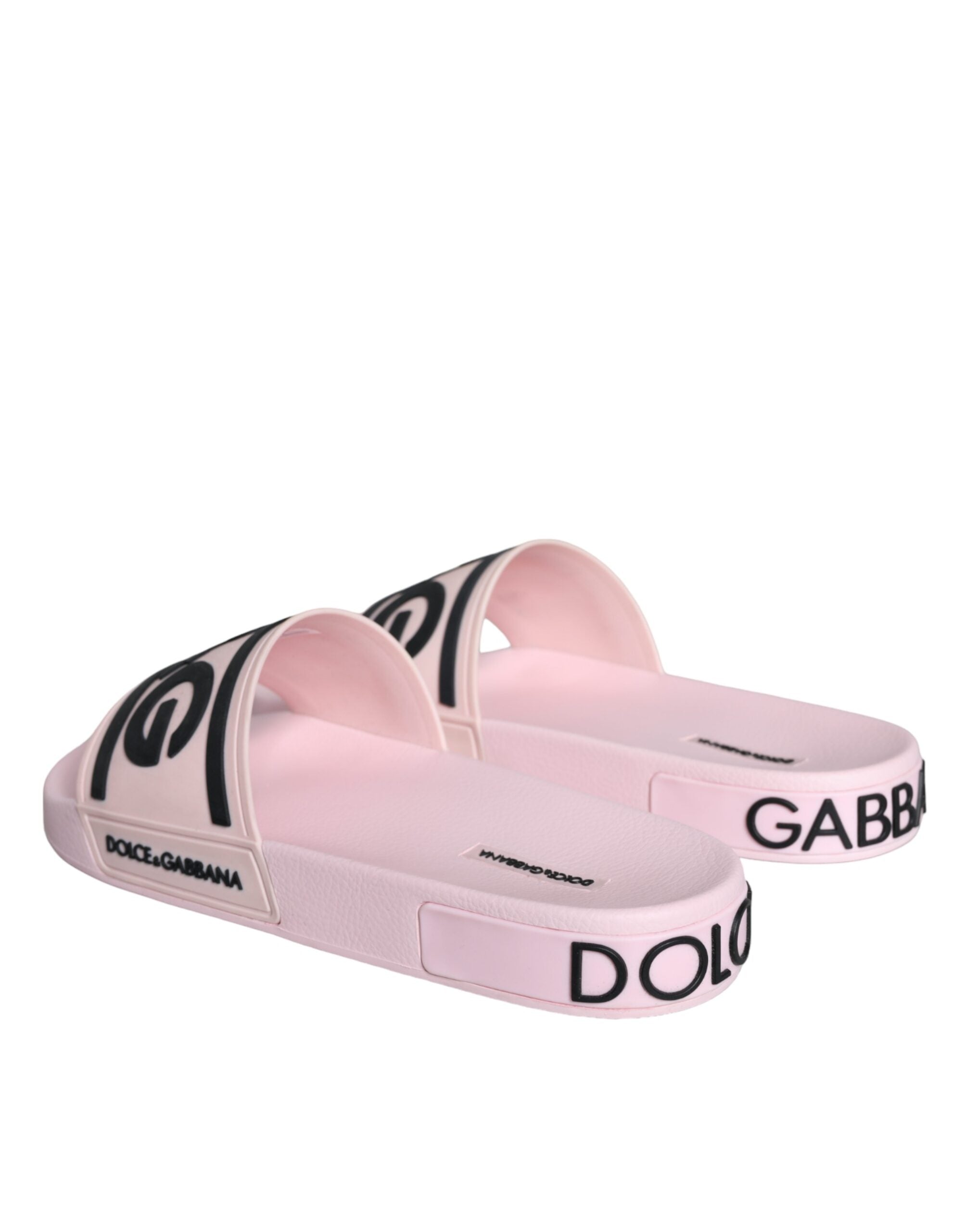 Dolce & Gabbana Black Pink Sandals Rubber Men Beachwear Shoes