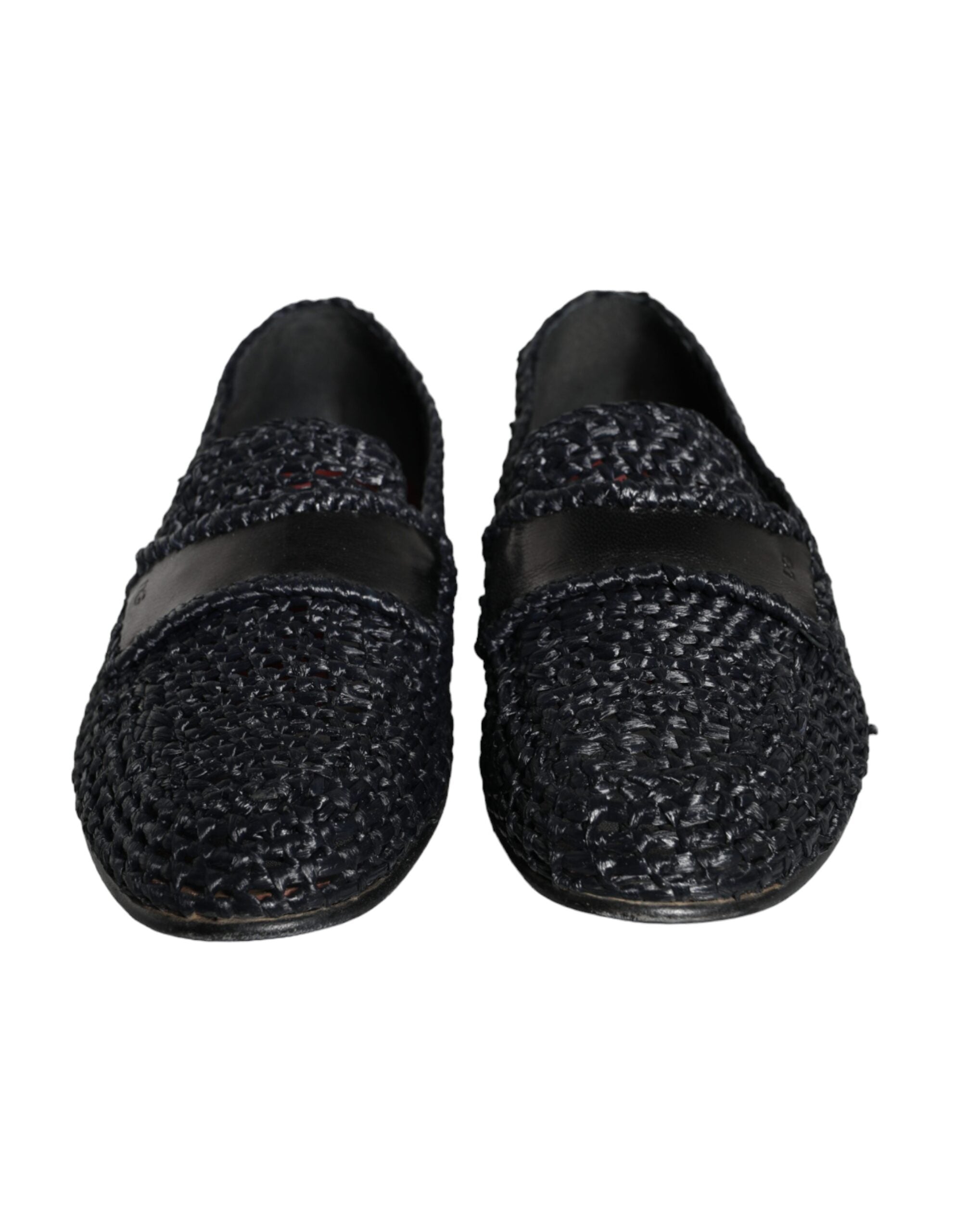 Ανδρικά παπούτσια Dolce & Gabbana Black Woven Raffia Slip On Loafers