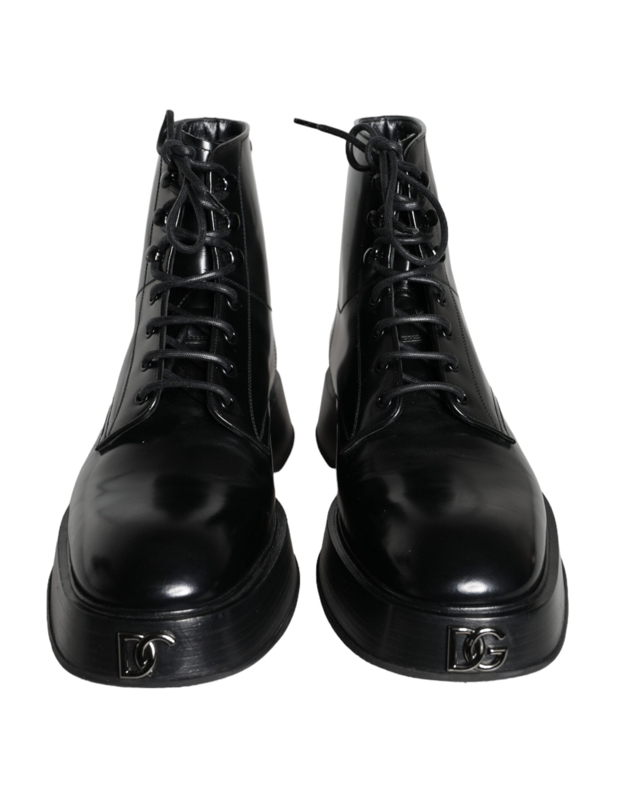 Dolce & Gabbana Μαύρο Δερμάτινο Lace Up Ankle Boots Ανδρικά παπούτσια