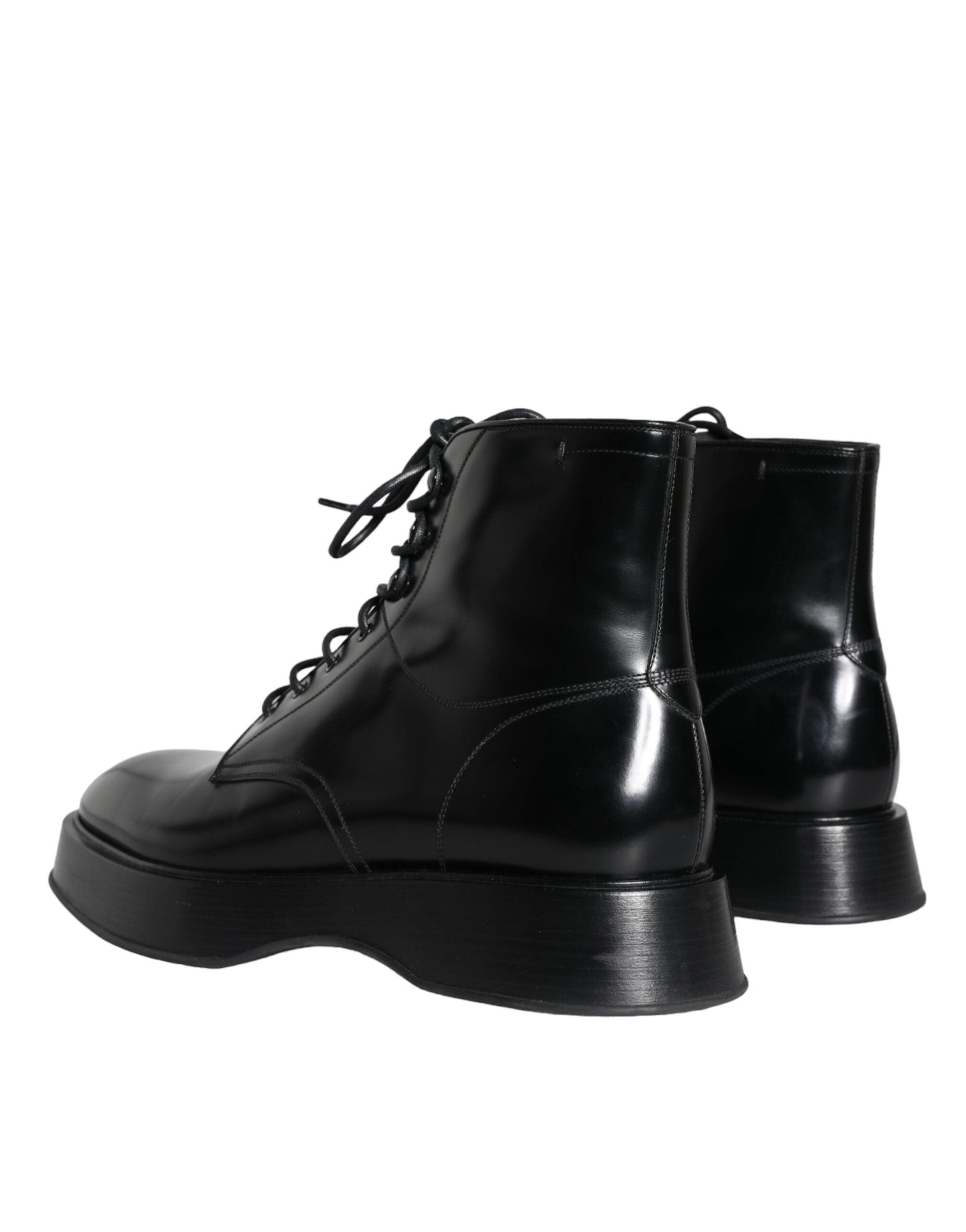 Dolce & Gabbana Μαύρο Δερμάτινο Lace Up Ankle Boots Ανδρικά παπούτσια