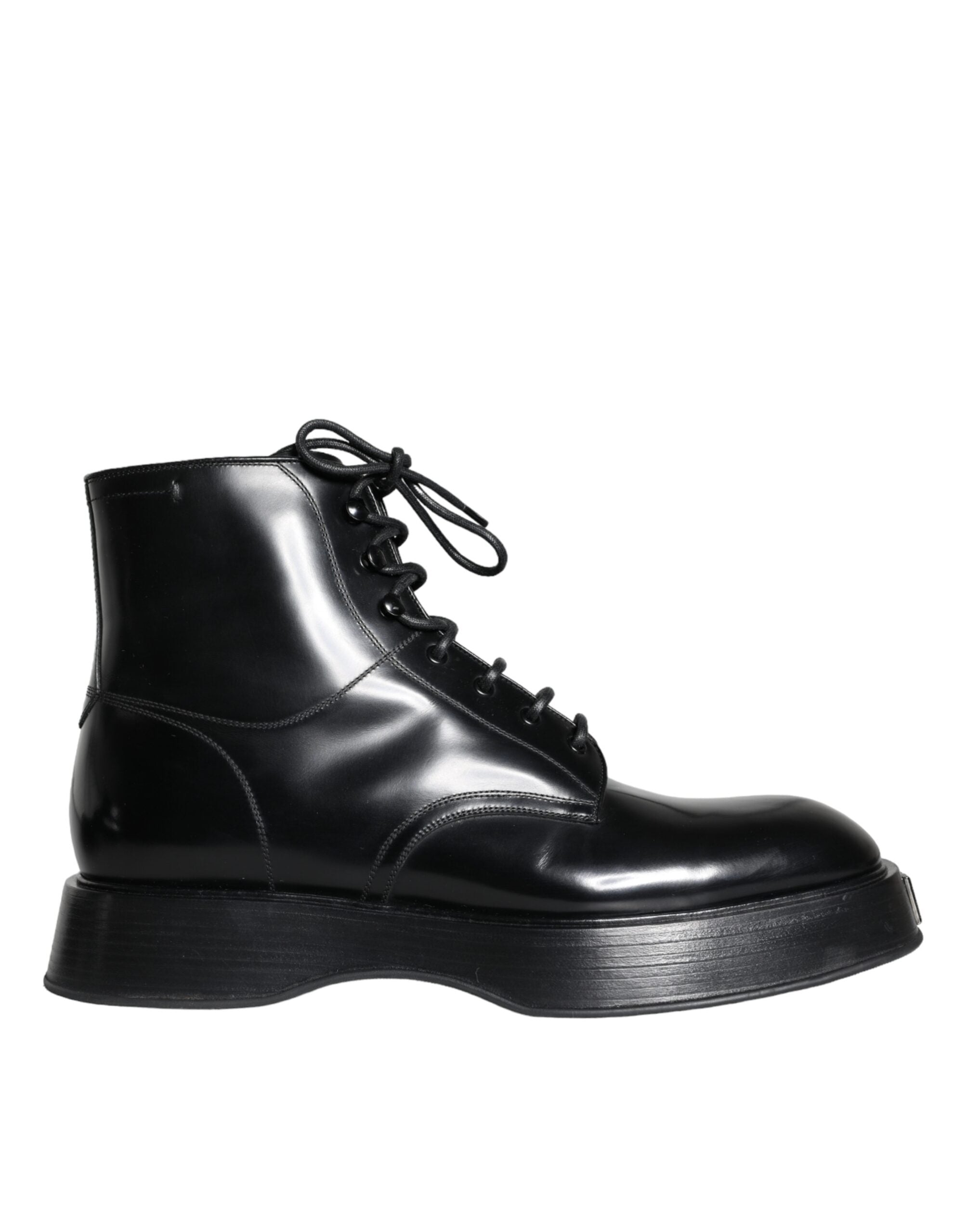 Dolce & Gabbana Μαύρο Δερμάτινο Lace Up Ankle Boots Ανδρικά παπούτσια