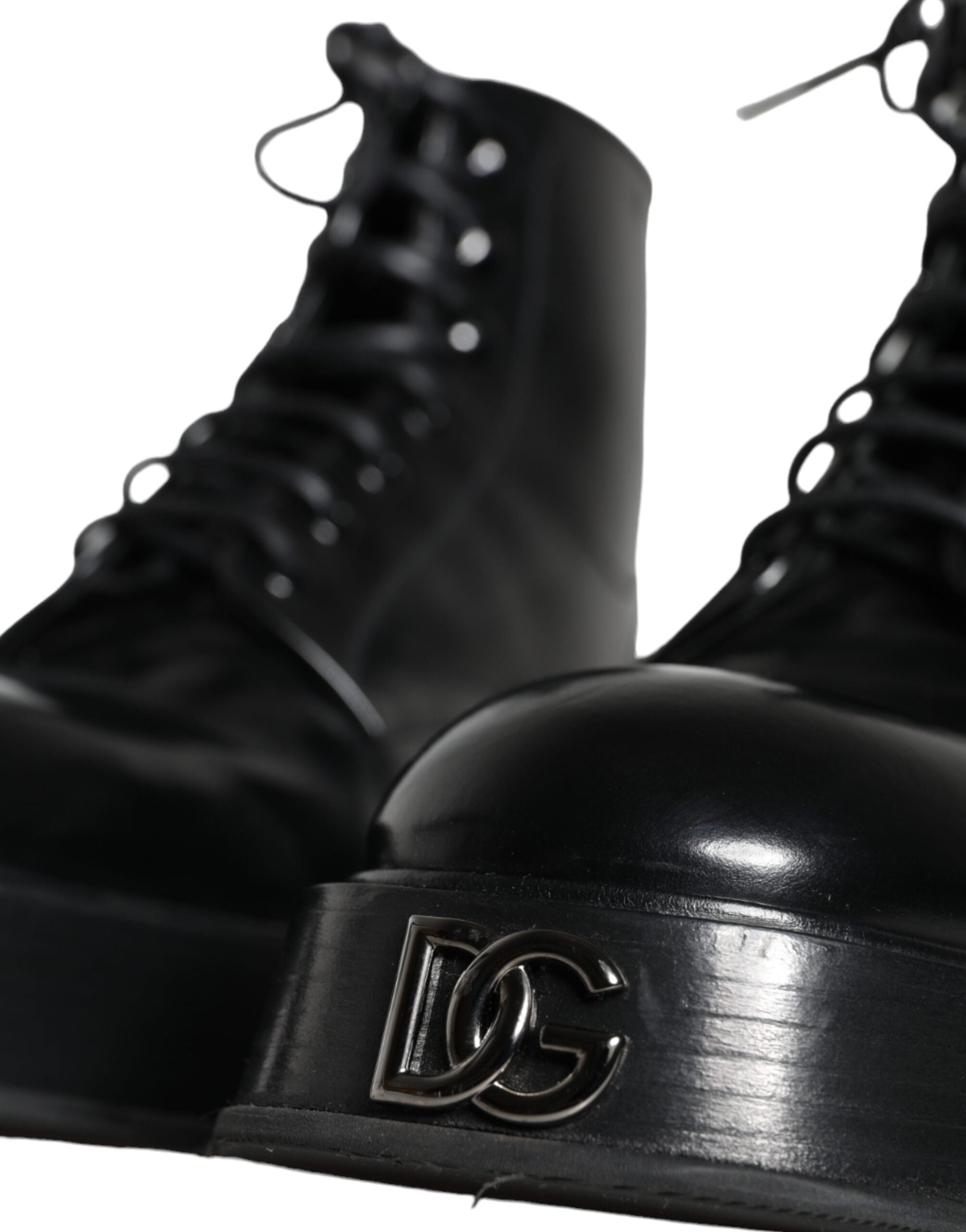 Dolce & Gabbana Μαύρο Δερμάτινο Lace Up Ankle Boots Ανδρικά παπούτσια