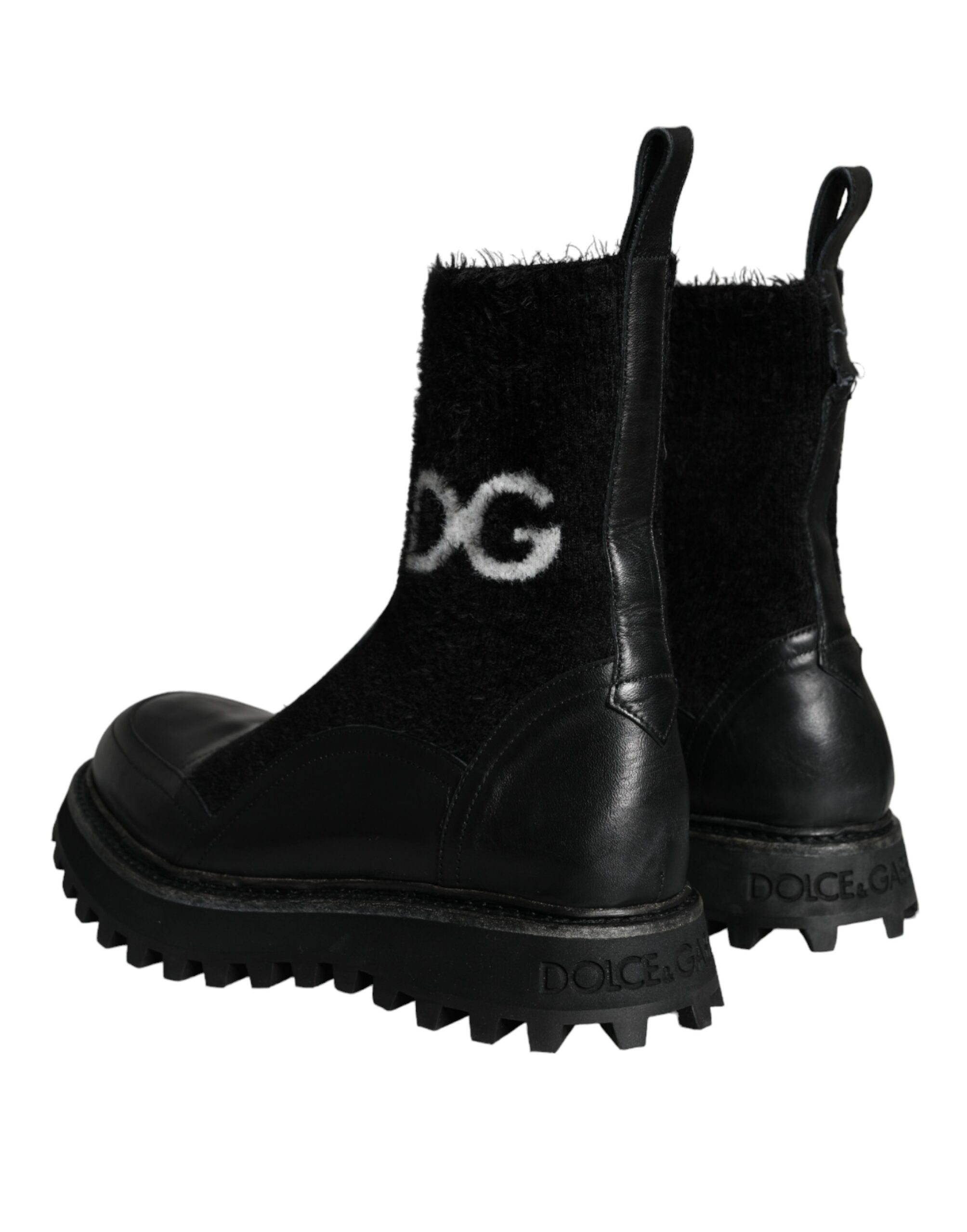 Dolce & Gabbana Black DG Logo Horse Sock Μποτάκια Παπούτσια