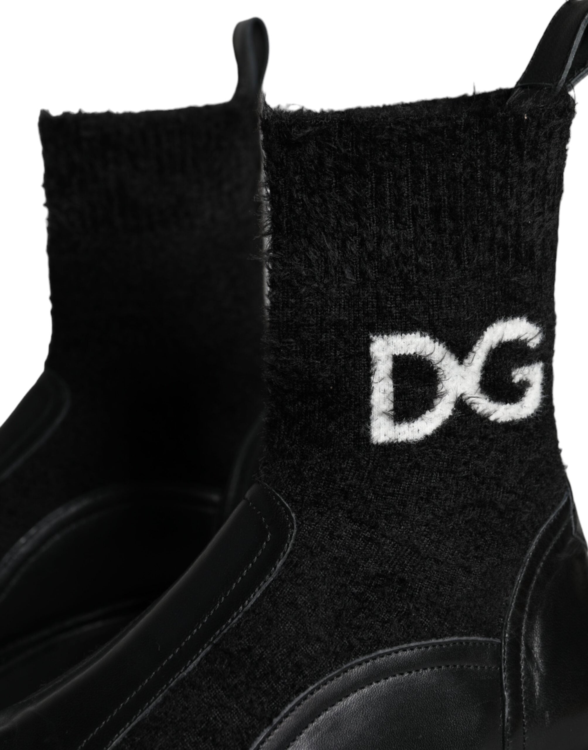 Dolce & Gabbana Black DG Logo Horse Sock Μποτάκια Παπούτσια