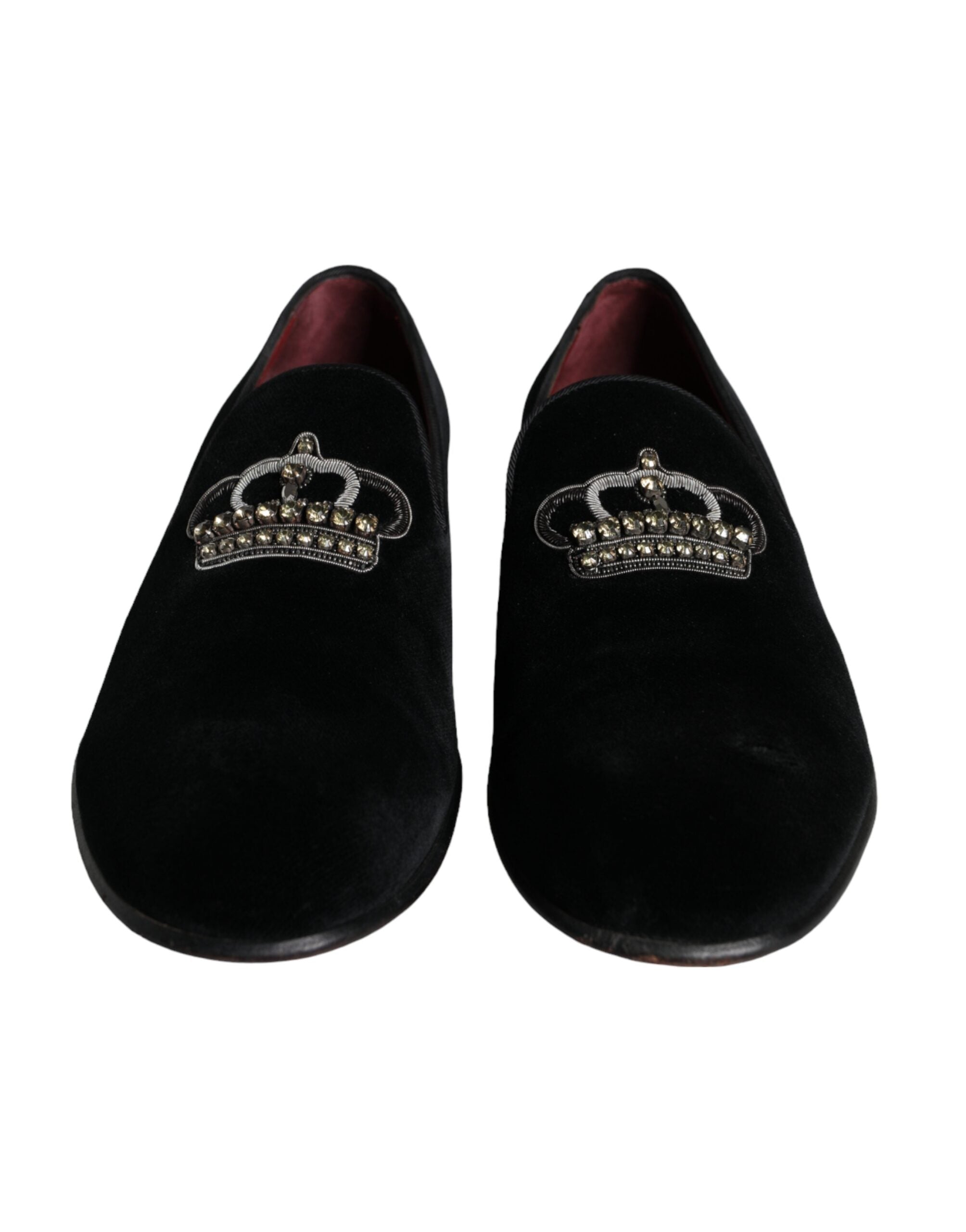 Ανδρικά Loafers παπούτσια Dolce & Gabbana Black Velvet Crystal Crown