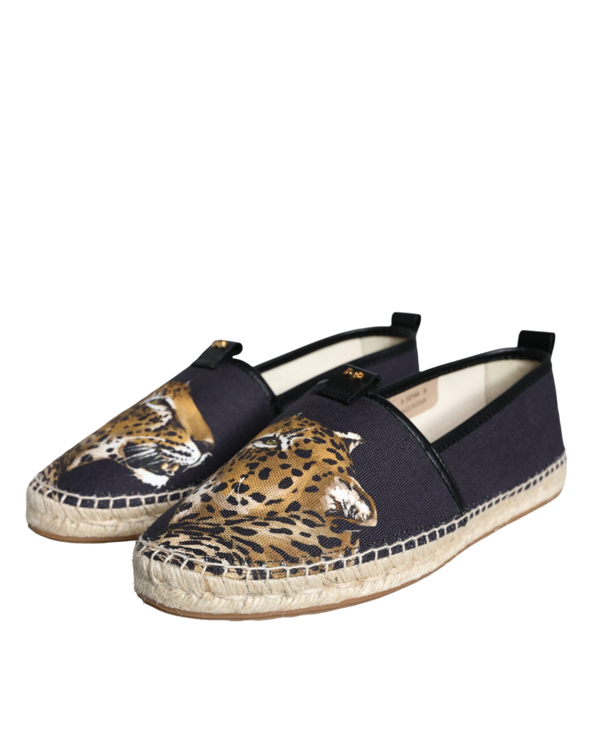 Παπούτσια Dolce & Gabbana Black Cotton Leopard Slip On Espadrilles