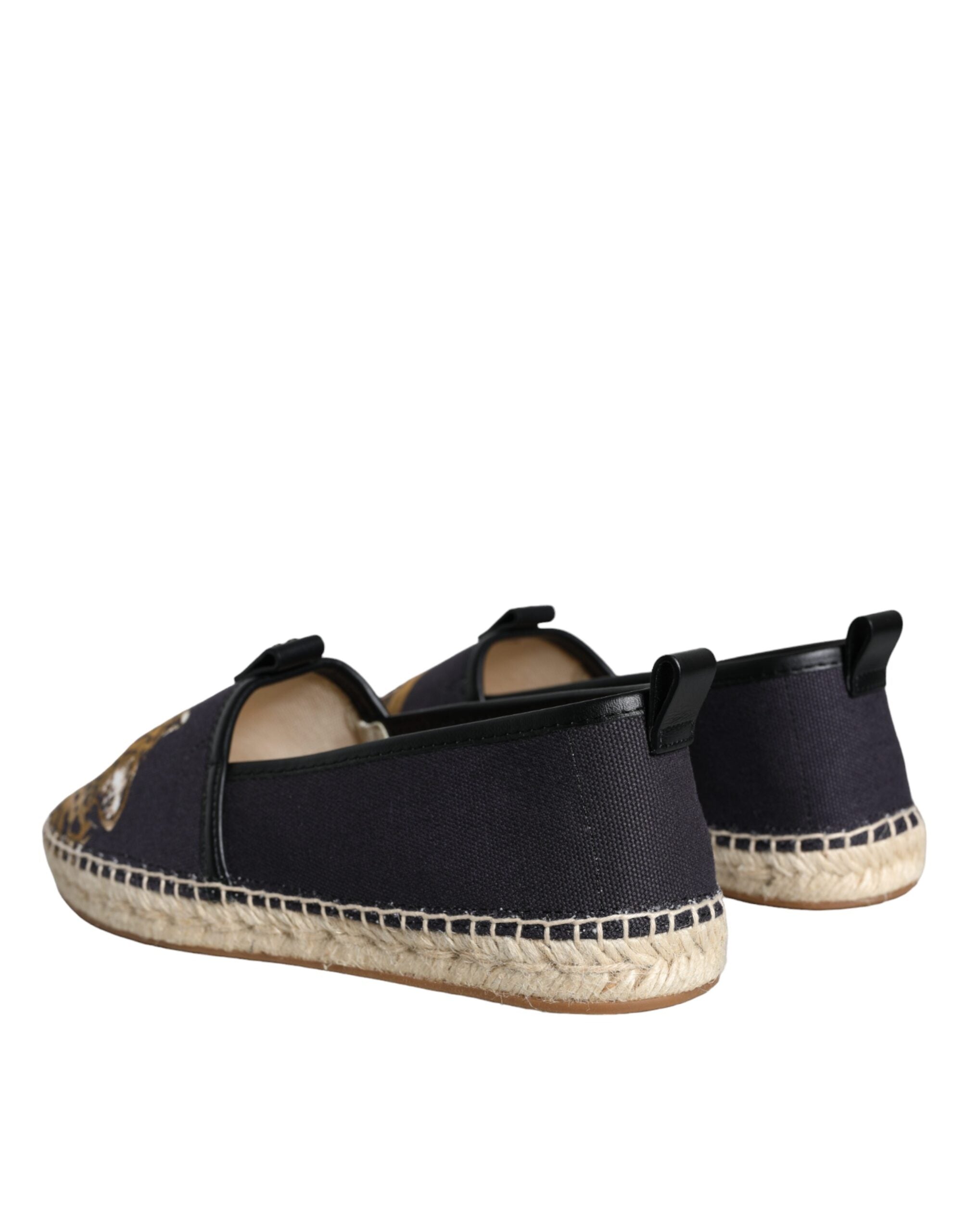 Παπούτσια Dolce & Gabbana Black Cotton Leopard Slip On Espadrilles