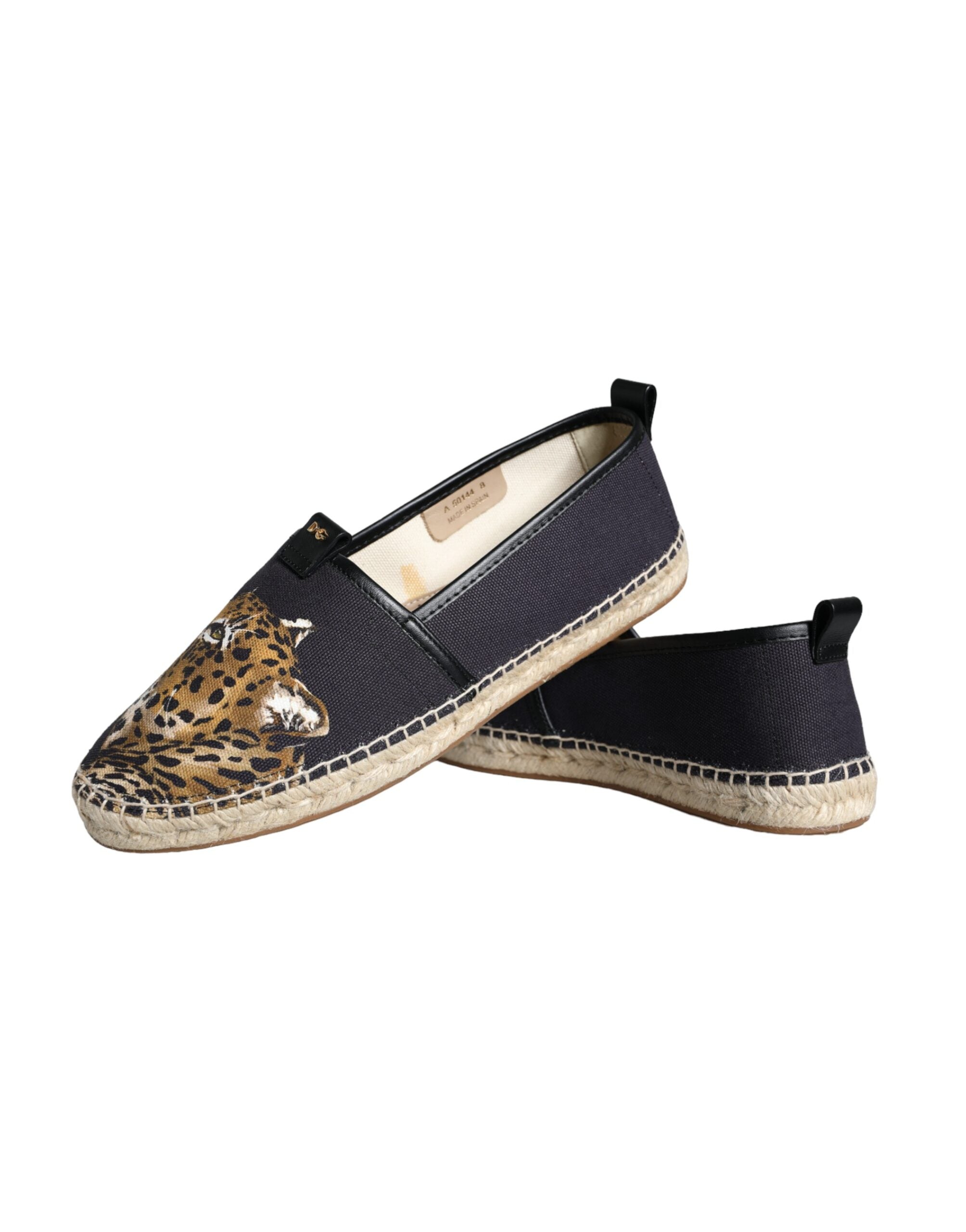 Παπούτσια Dolce & Gabbana Black Cotton Leopard Slip On Espadrilles