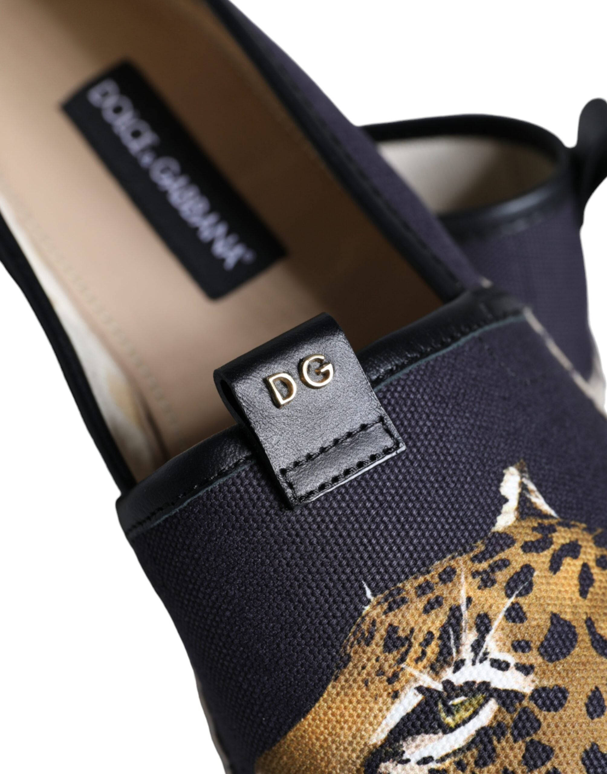 Παπούτσια Dolce & Gabbana Black Cotton Leopard Slip On Espadrilles