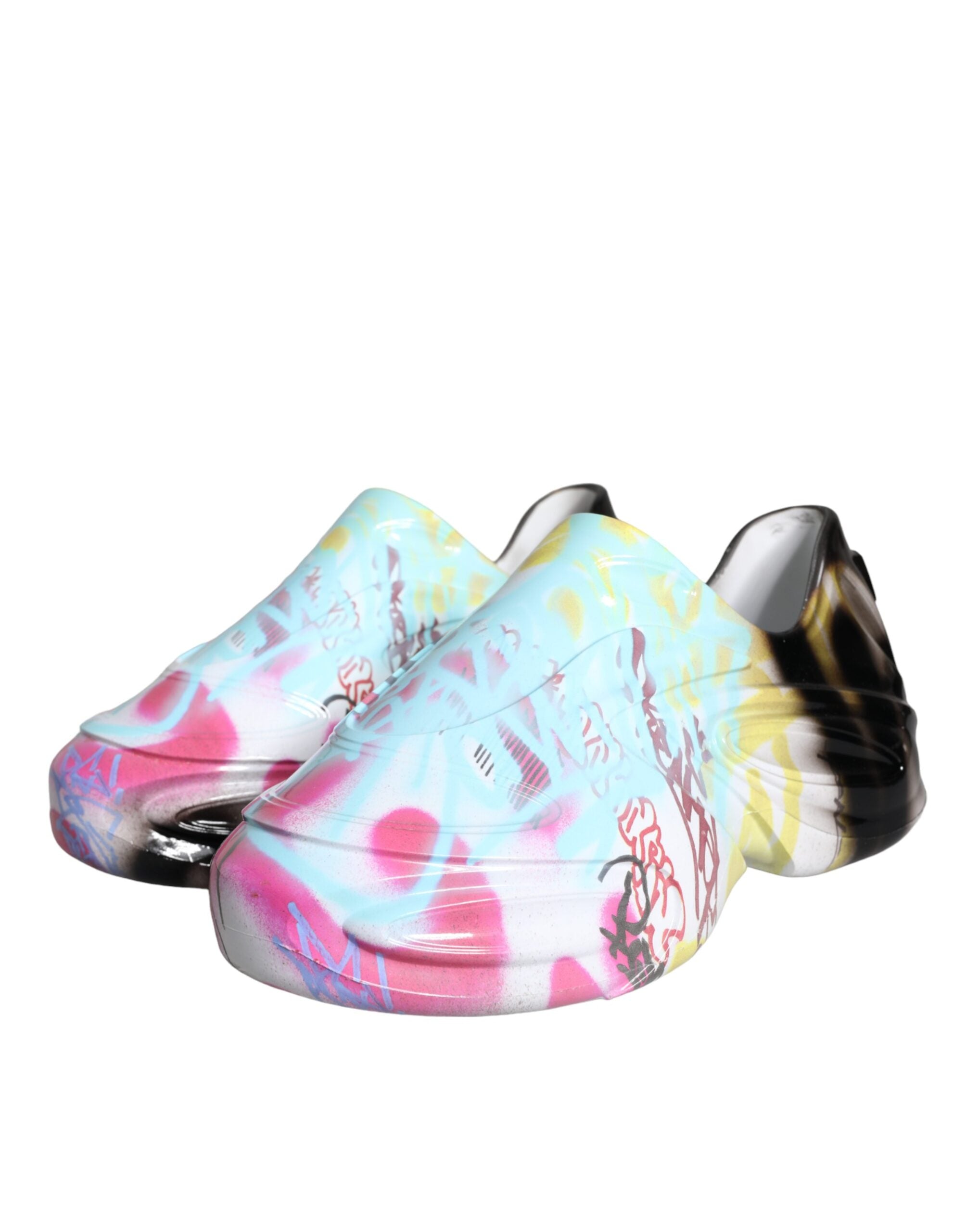 Dolce & Gabbana Multicolor Graffiti Rubber Low Top Sneakers Shoes