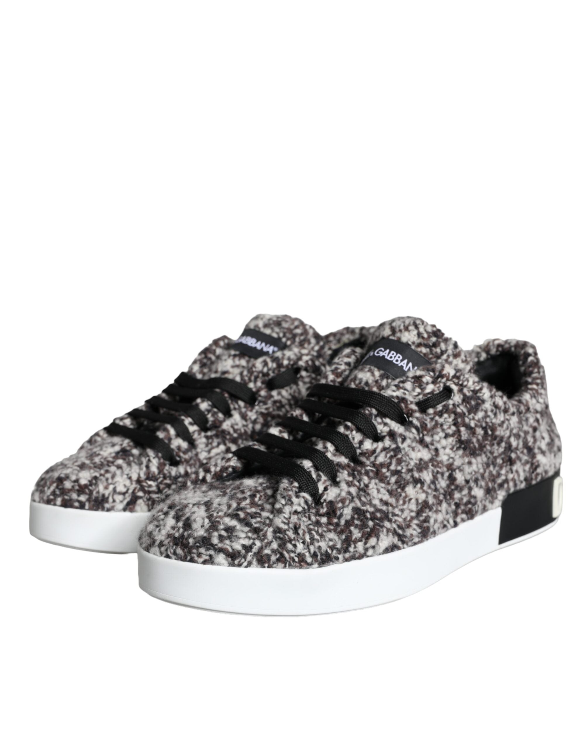 Παπούτσια Dolce & Gabbana Black White Wool Low Top Ανδρικά αθλητικά παπούτσια