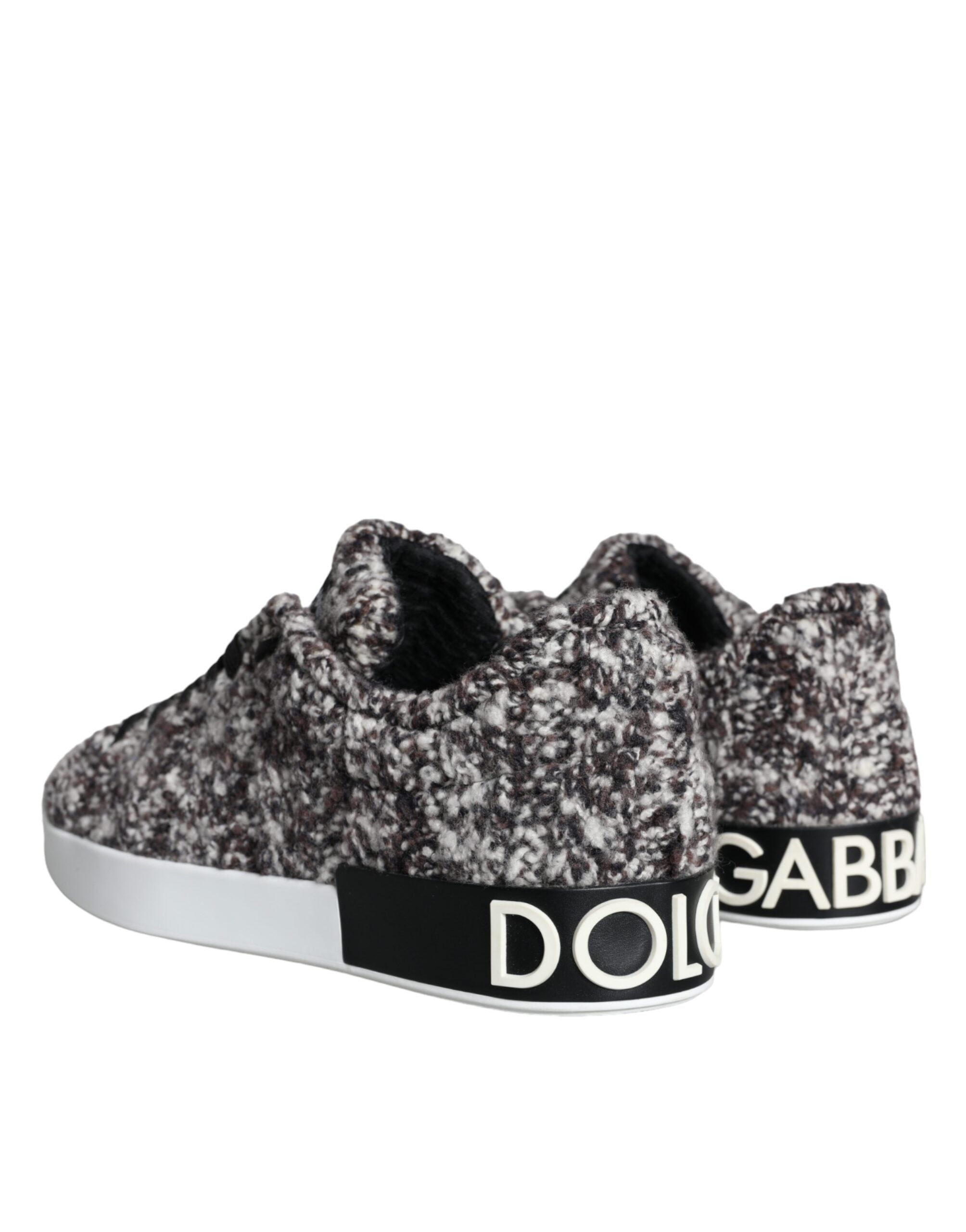 Παπούτσια Dolce & Gabbana Black White Wool Low Top Ανδρικά αθλητικά παπούτσια