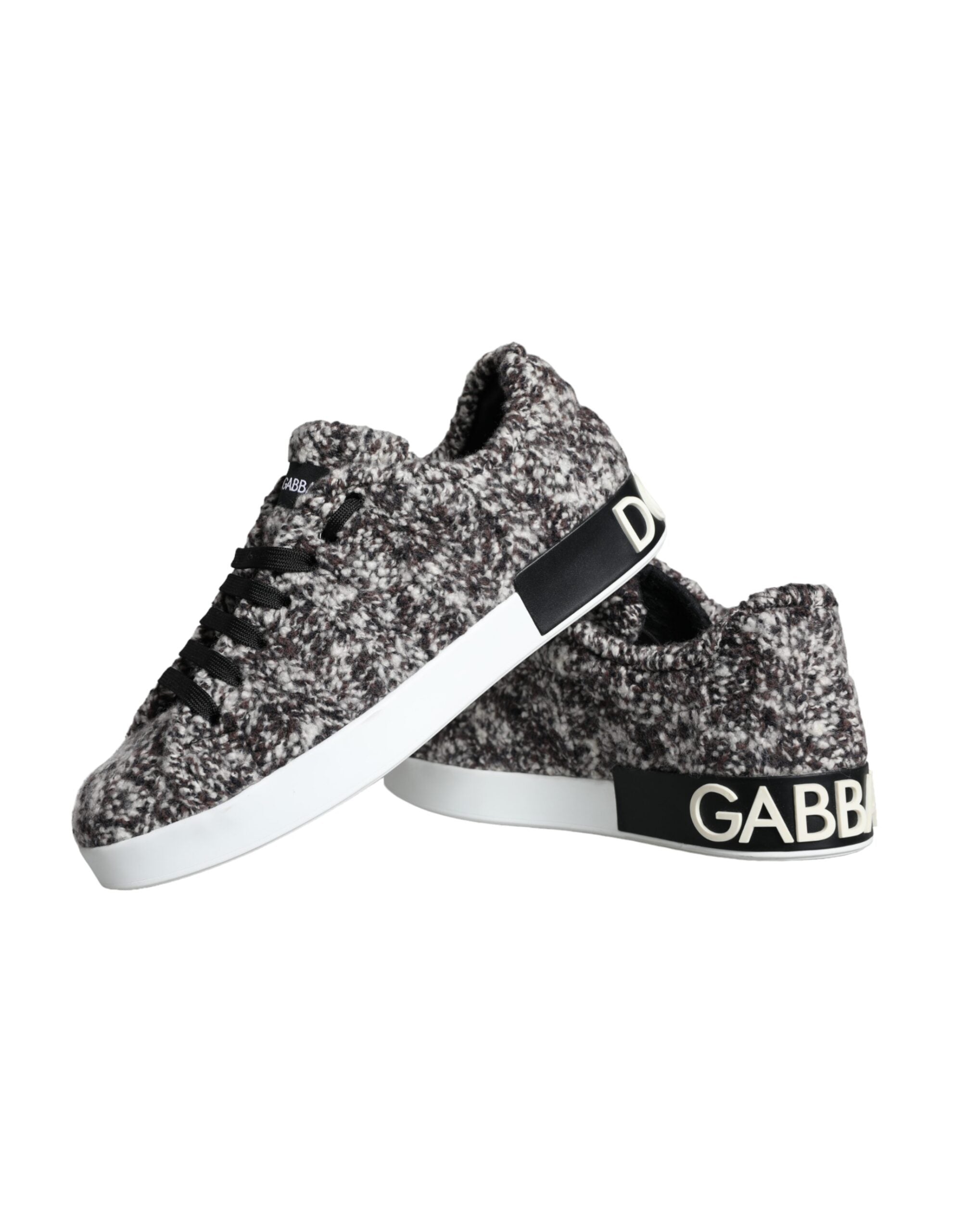 Παπούτσια Dolce & Gabbana Black White Wool Low Top Ανδρικά αθλητικά παπούτσια