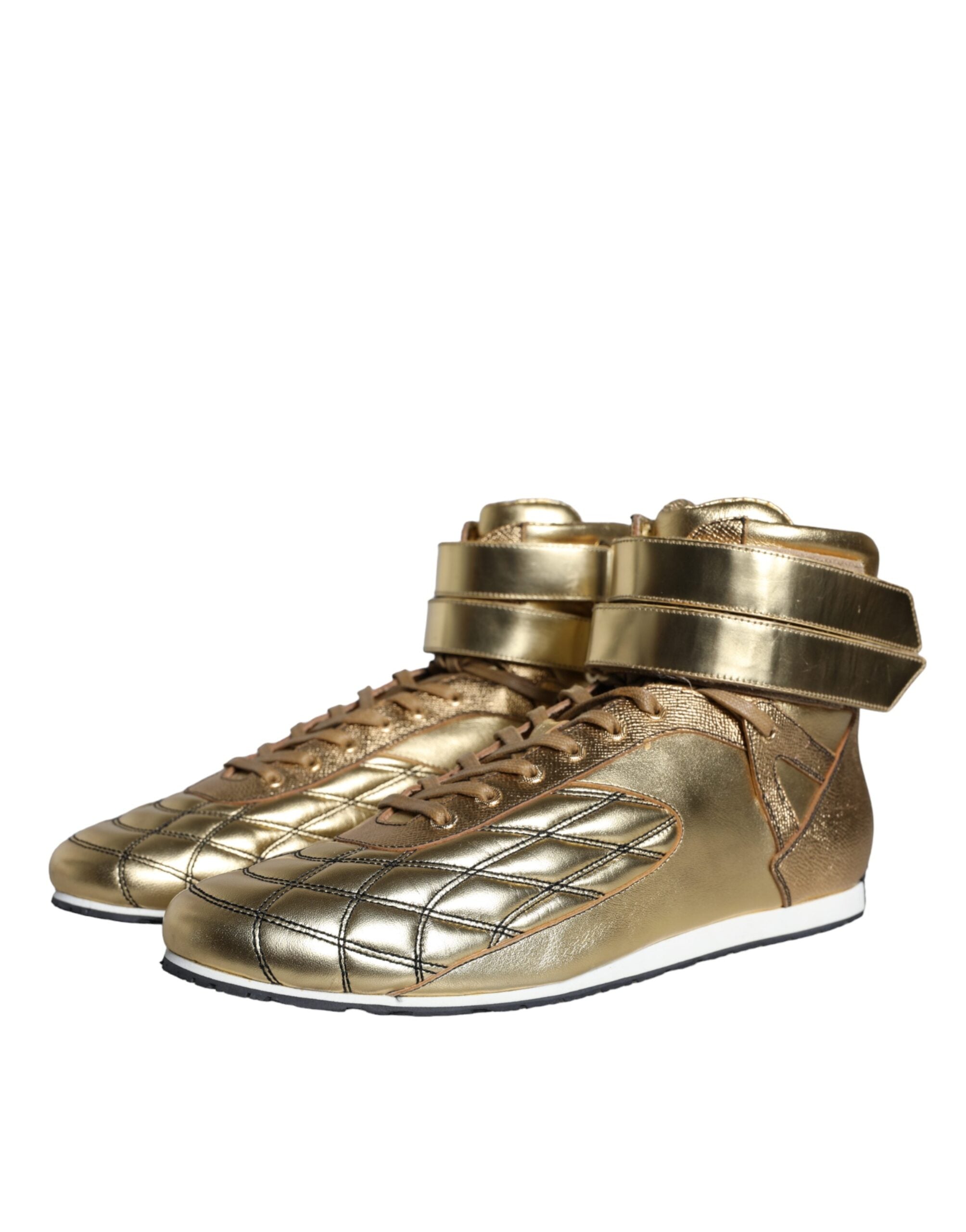 Παπούτσια Dolce & Gabbana Gold Leather Sartoria High Top Sneakers