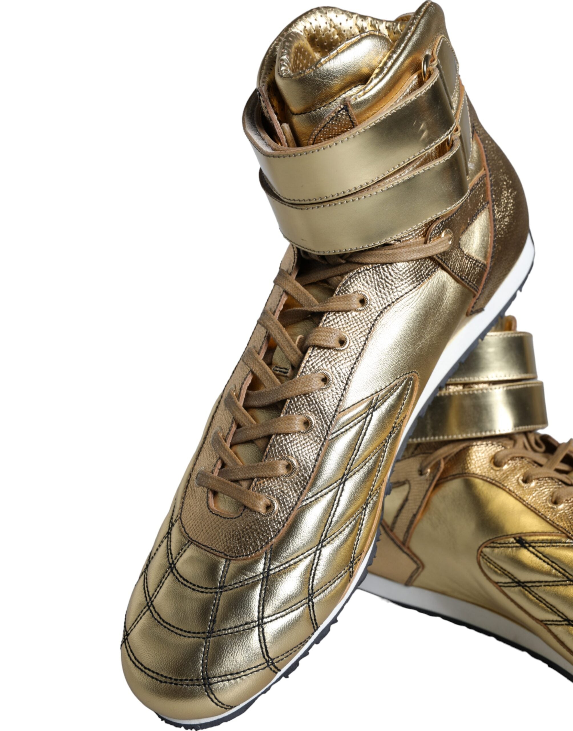 Παπούτσια Dolce & Gabbana Gold Leather Sartoria High Top Sneakers