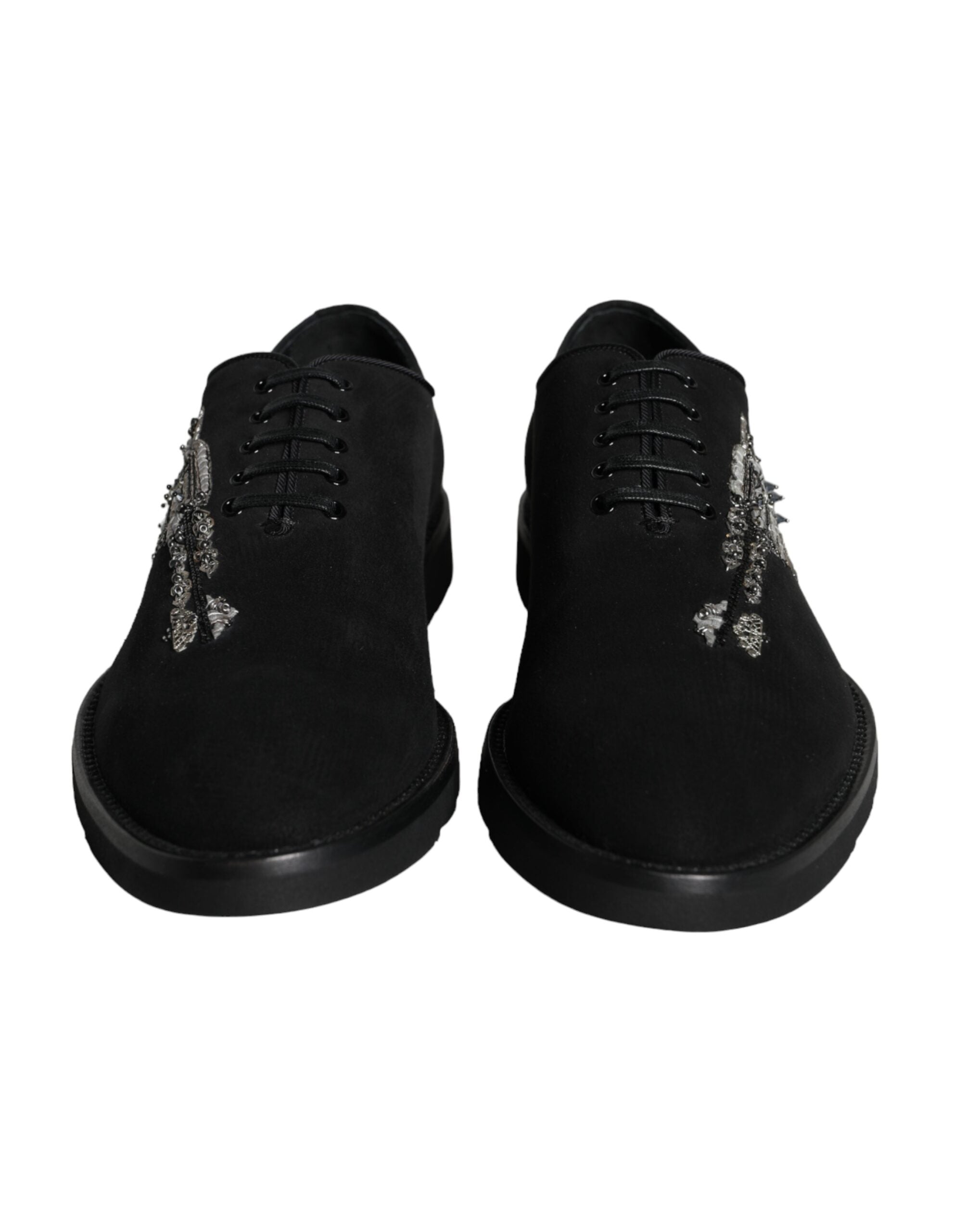 Επίσημα παπούτσια Dolce & Gabbana Black Suede Sicilia Lace Up