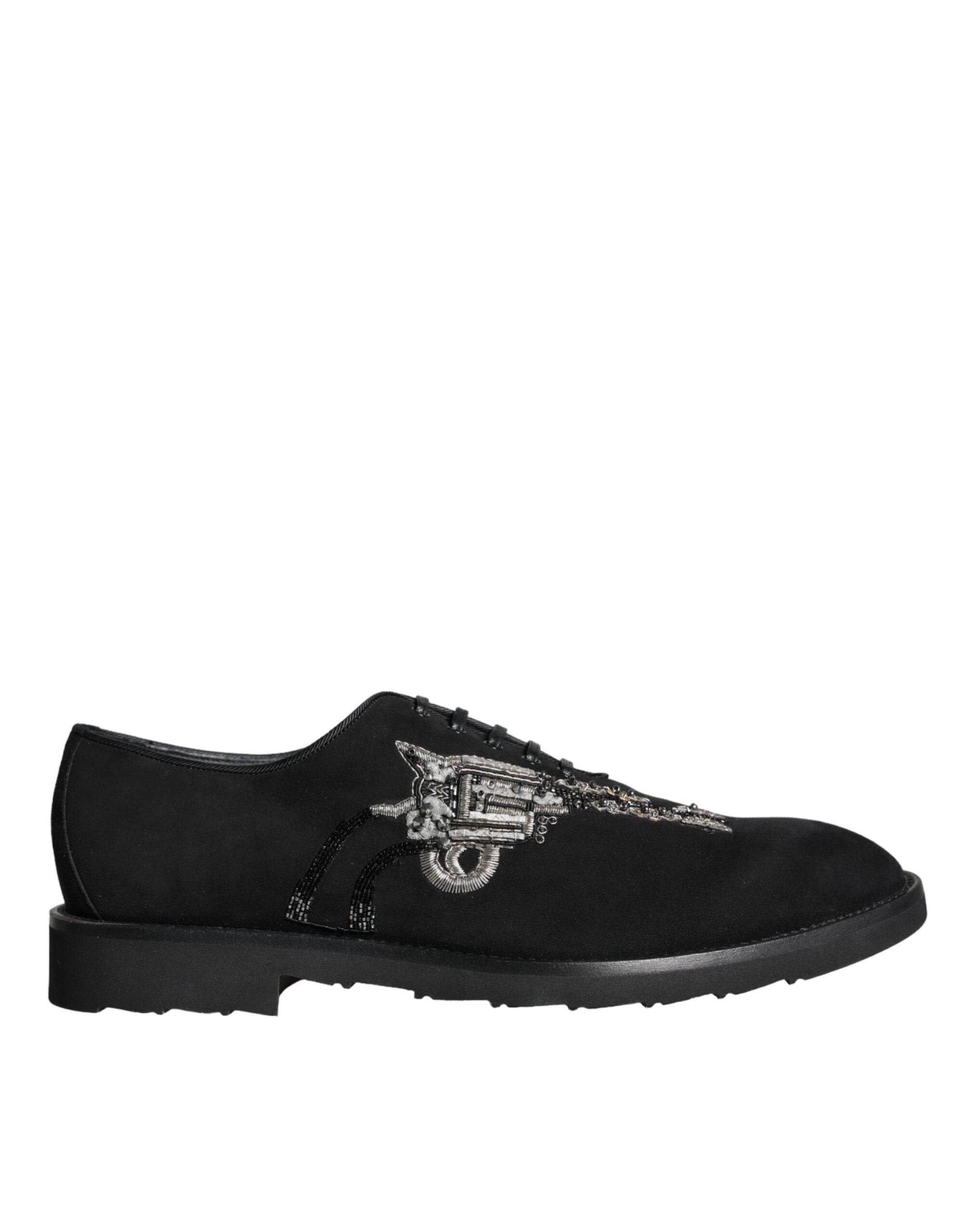 Επίσημα παπούτσια Dolce & Gabbana Black Suede Sicilia Lace Up