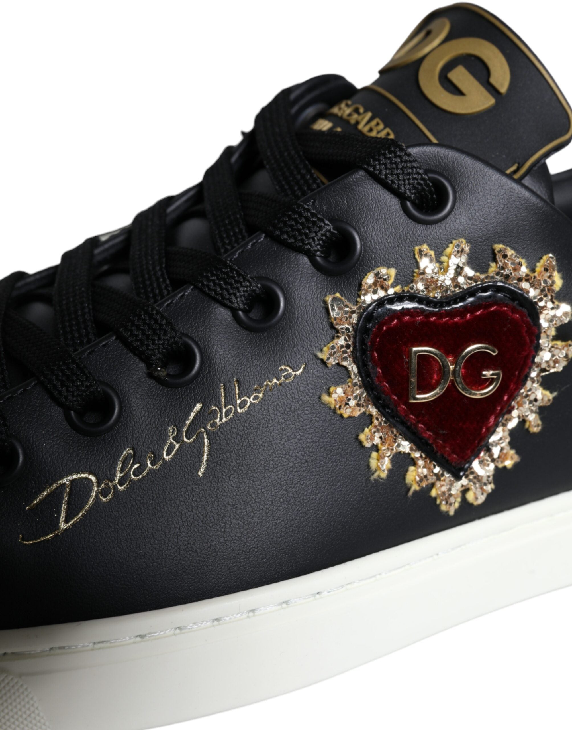 Παπούτσια Dolce & Gabbana Μαύρα Portofino Sacred Heart Sneakers