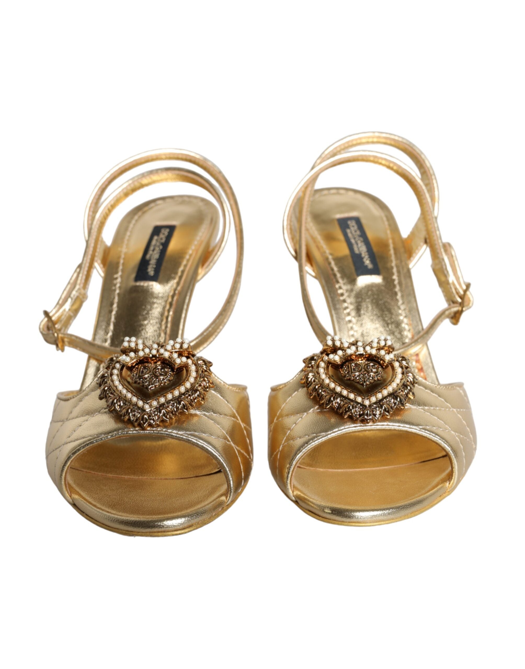 Dolce & Gabbana Gold Devotion Embellished Keira Sandals Shoes