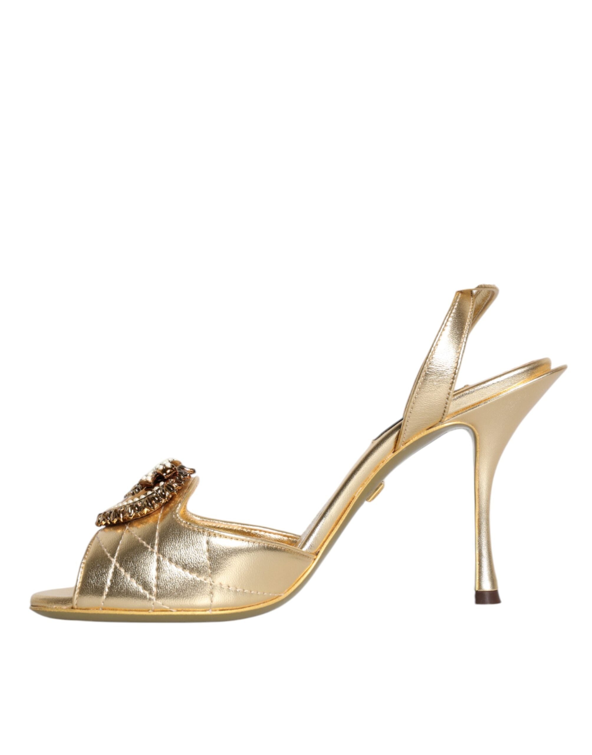 Παπούτσια Dolce & Gabbana Gold Devotion Embellished Keira Sandals