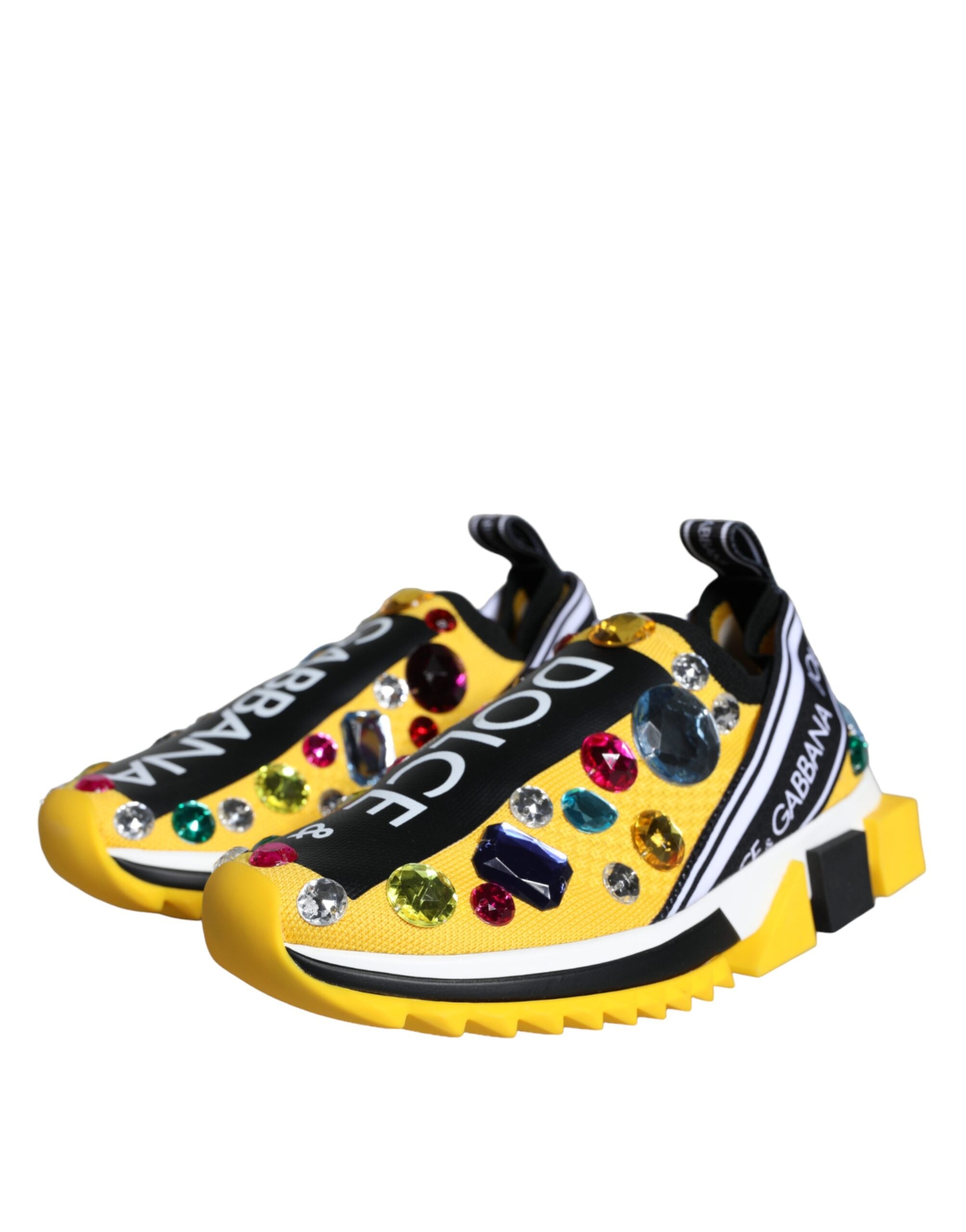 Dolce & Gabbana Yellow Sorrento Crystals Sneakers Γυναικεία παπούτσια