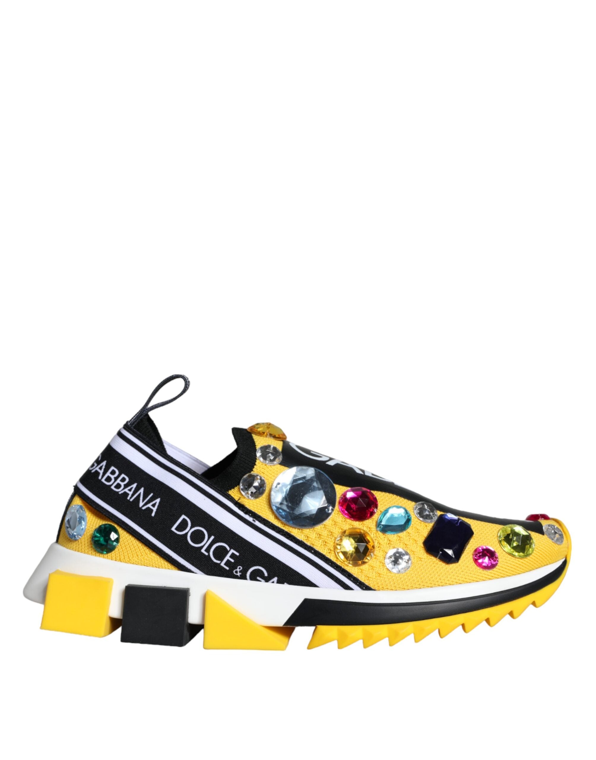 Dolce & Gabbana Yellow Sorrento Crystals Sneakers Γυναικεία παπούτσια