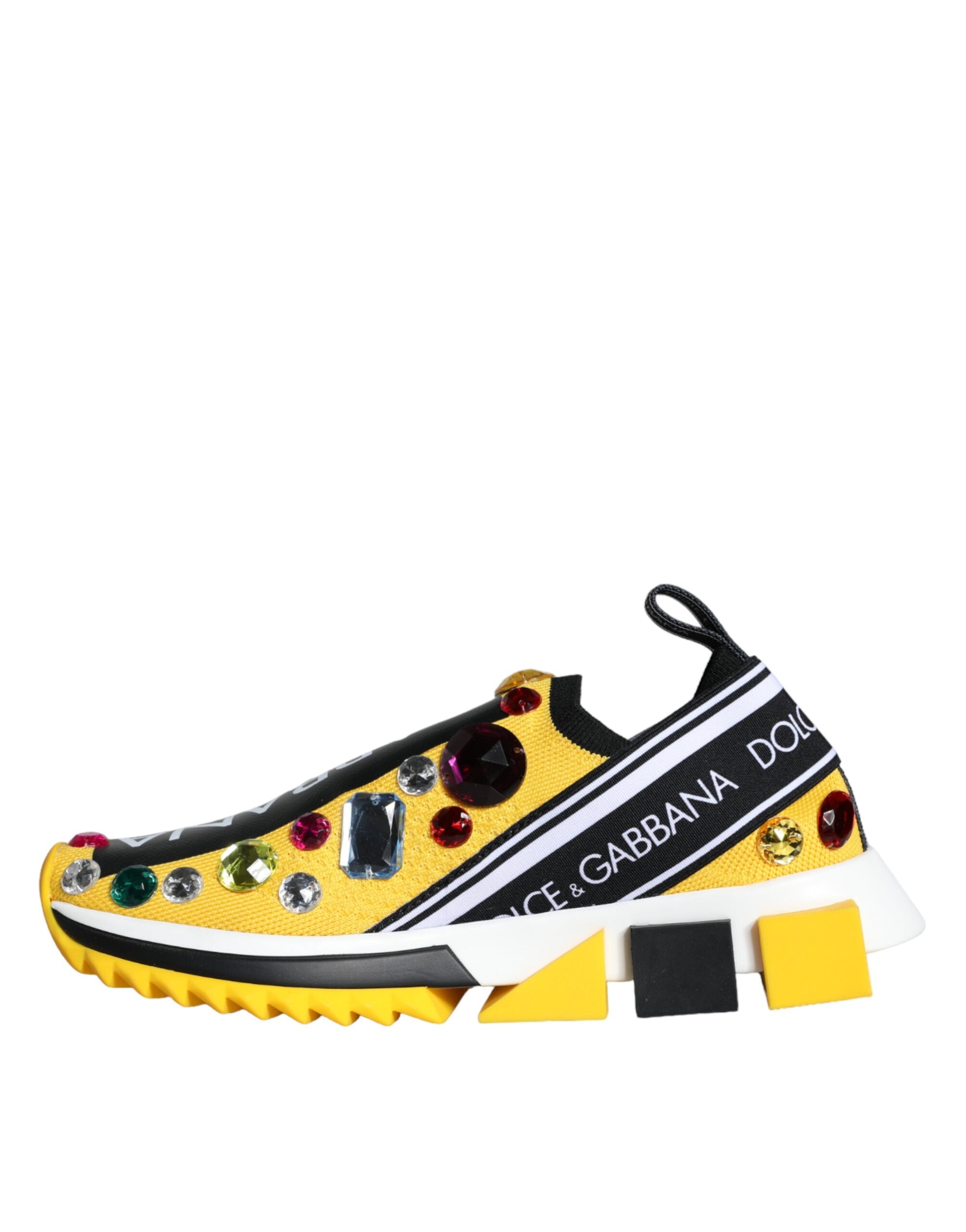 Dolce & Gabbana Yellow Sorrento Crystals Sneakers Γυναικεία παπούτσια