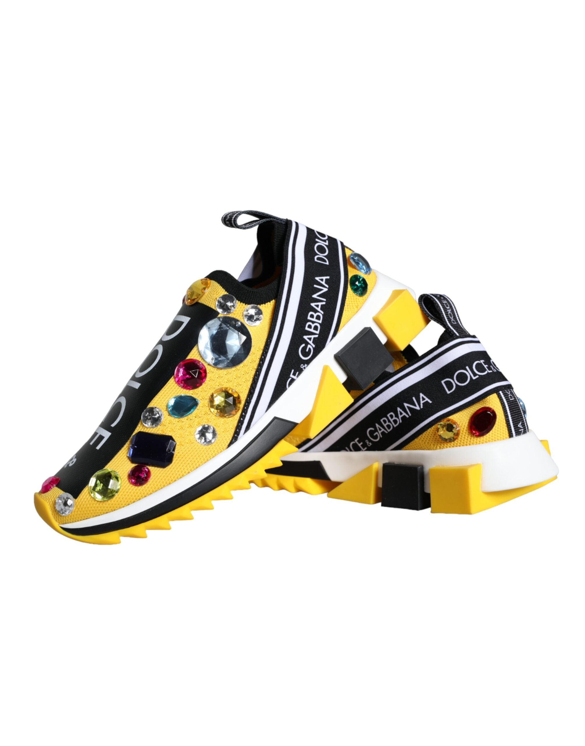 Dolce & Gabbana Yellow Sorrento Crystals Sneakers Γυναικεία παπούτσια