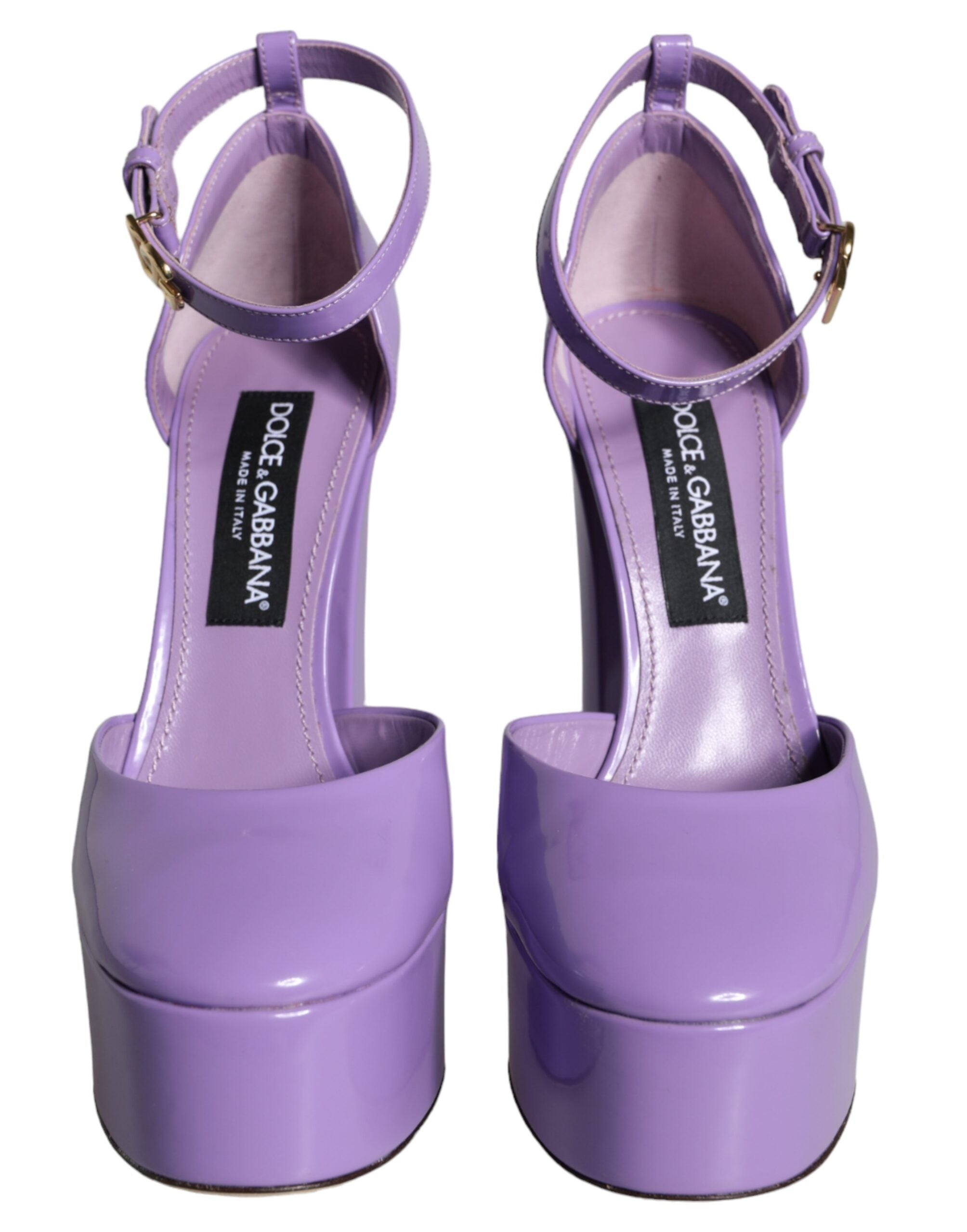 Παπούτσια Dolce & Gabbana Purple Leather Platform σανδάλια με λουράκι αστραγάλου