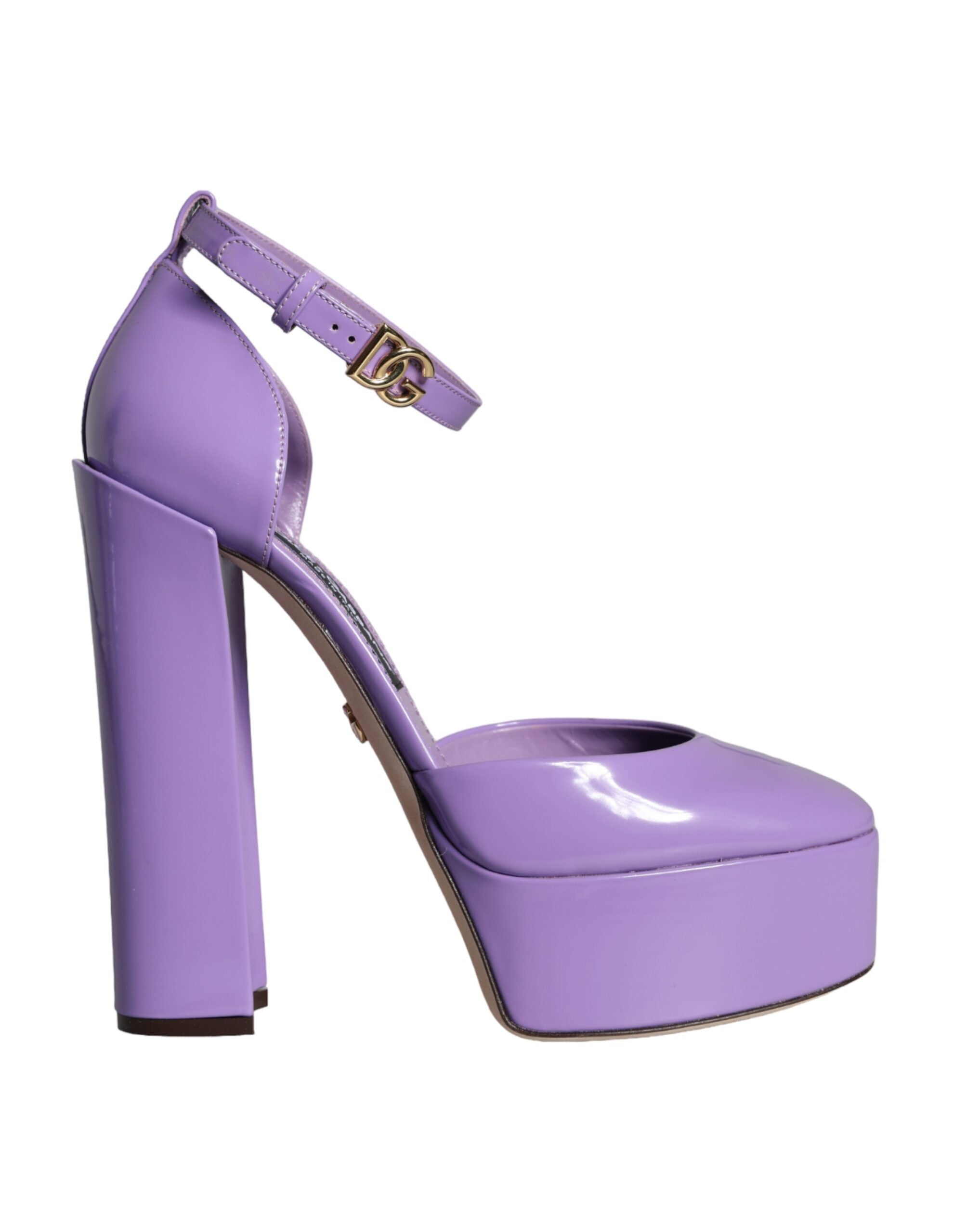 Παπούτσια Dolce & Gabbana Purple Leather Platform σανδάλια με λουράκι αστραγάλου