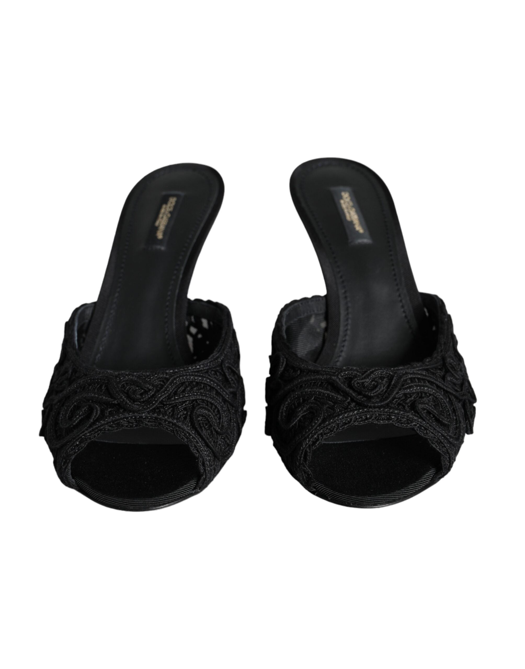 Παπούτσια Dolce & Gabbana Black Keira Cordonetto Heels Slides