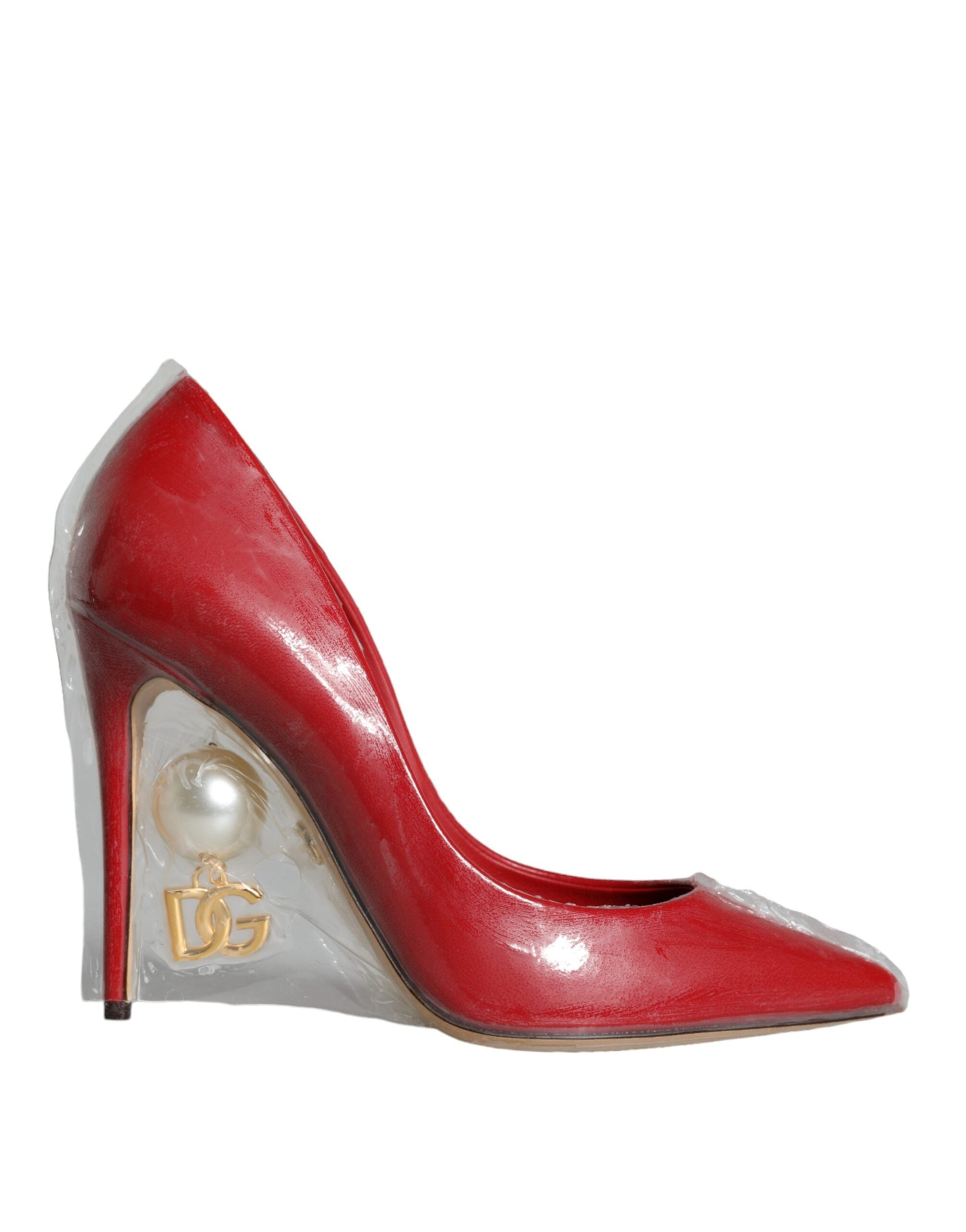 Παπούτσια Dolce & Gabbana Red Patent Leather Faux Pearl Heels Pumps