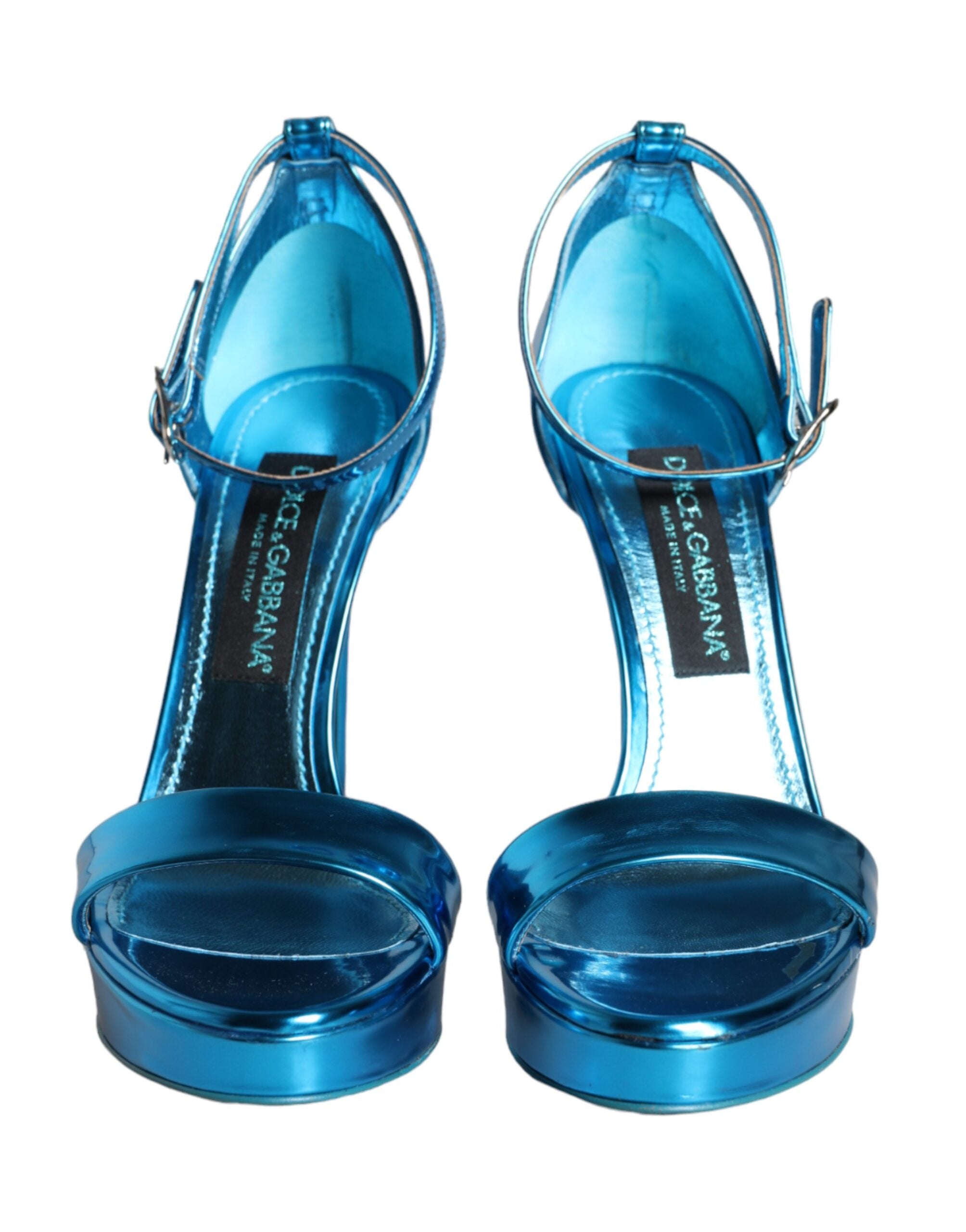 Παπούτσια Dolce & Gabbana Metallic Blue Leather Keira Sandals