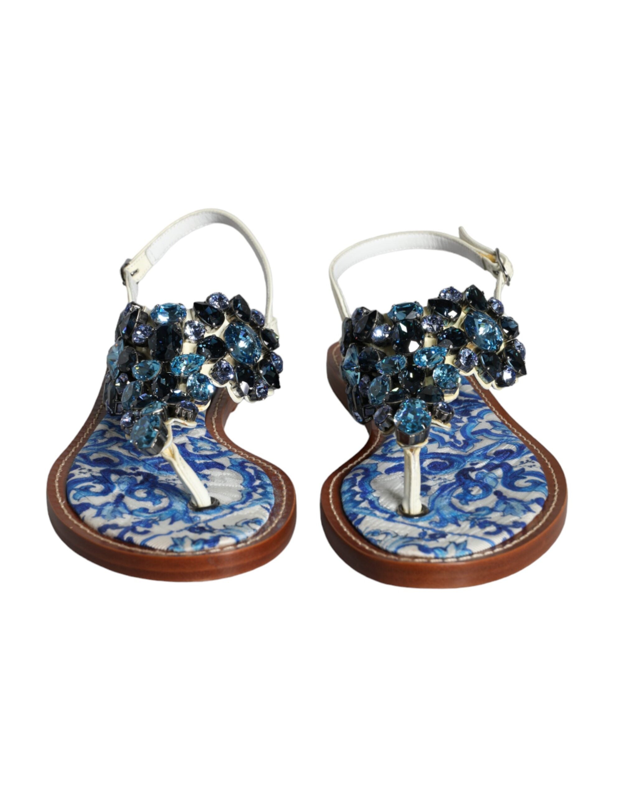 Dolce & Gabbana Πολύχρωμα δερμάτινα κρύσταλλα Flats σανδάλια Παπούτσια