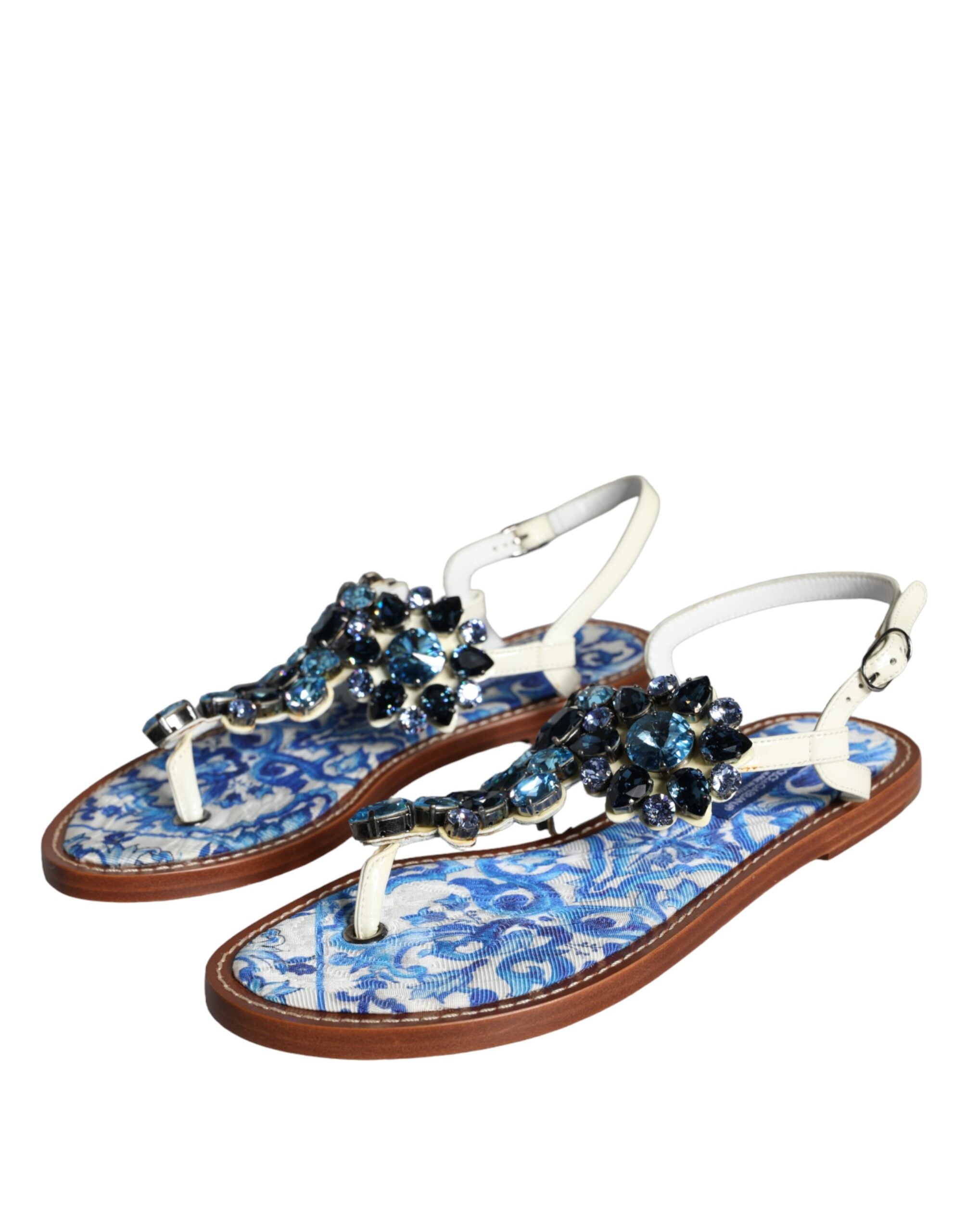 Dolce & Gabbana Πολύχρωμα δερμάτινα κρύσταλλα Flats σανδάλια Παπούτσια