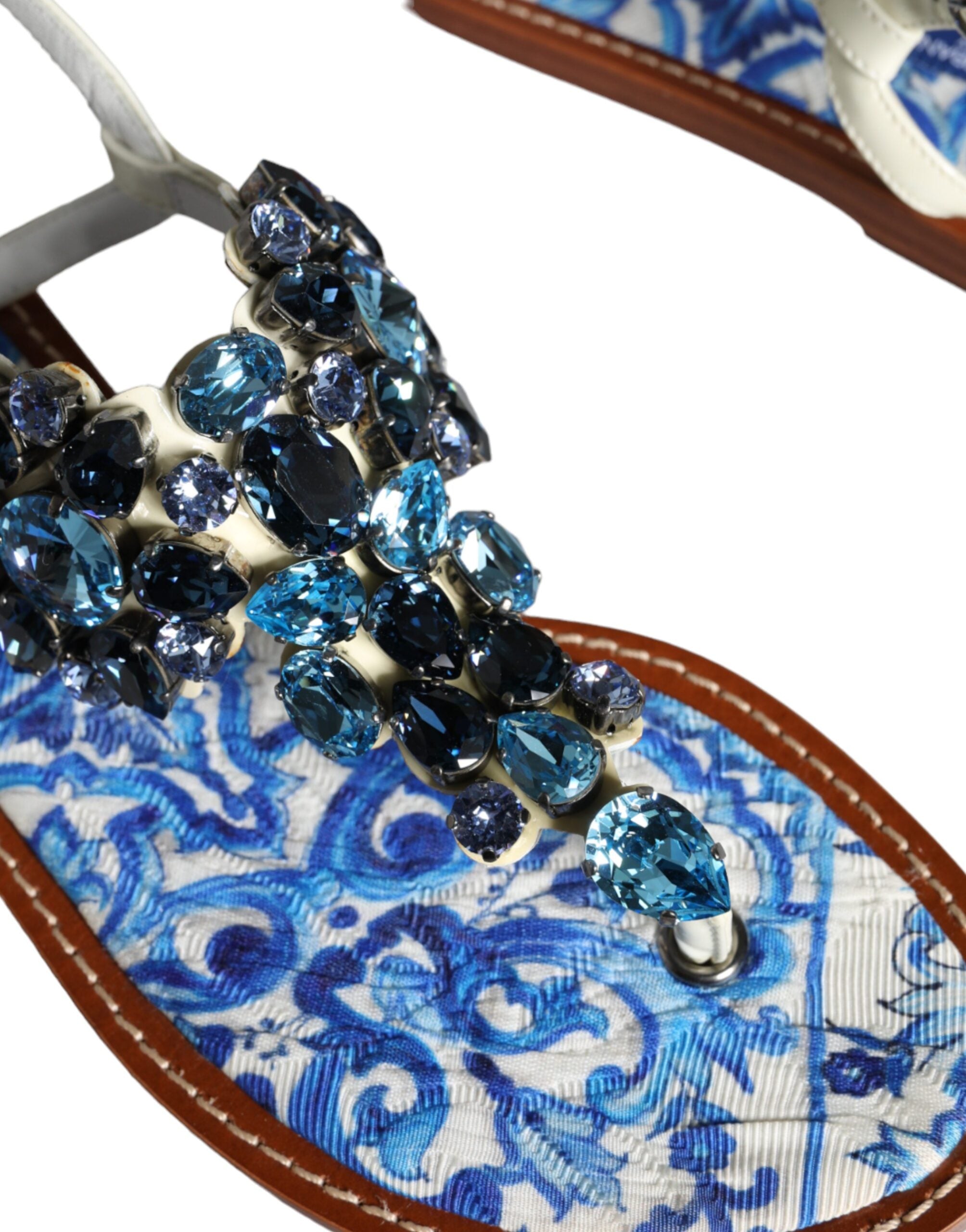 Dolce & Gabbana Πολύχρωμα δερμάτινα κρύσταλλα Flats σανδάλια Παπούτσια