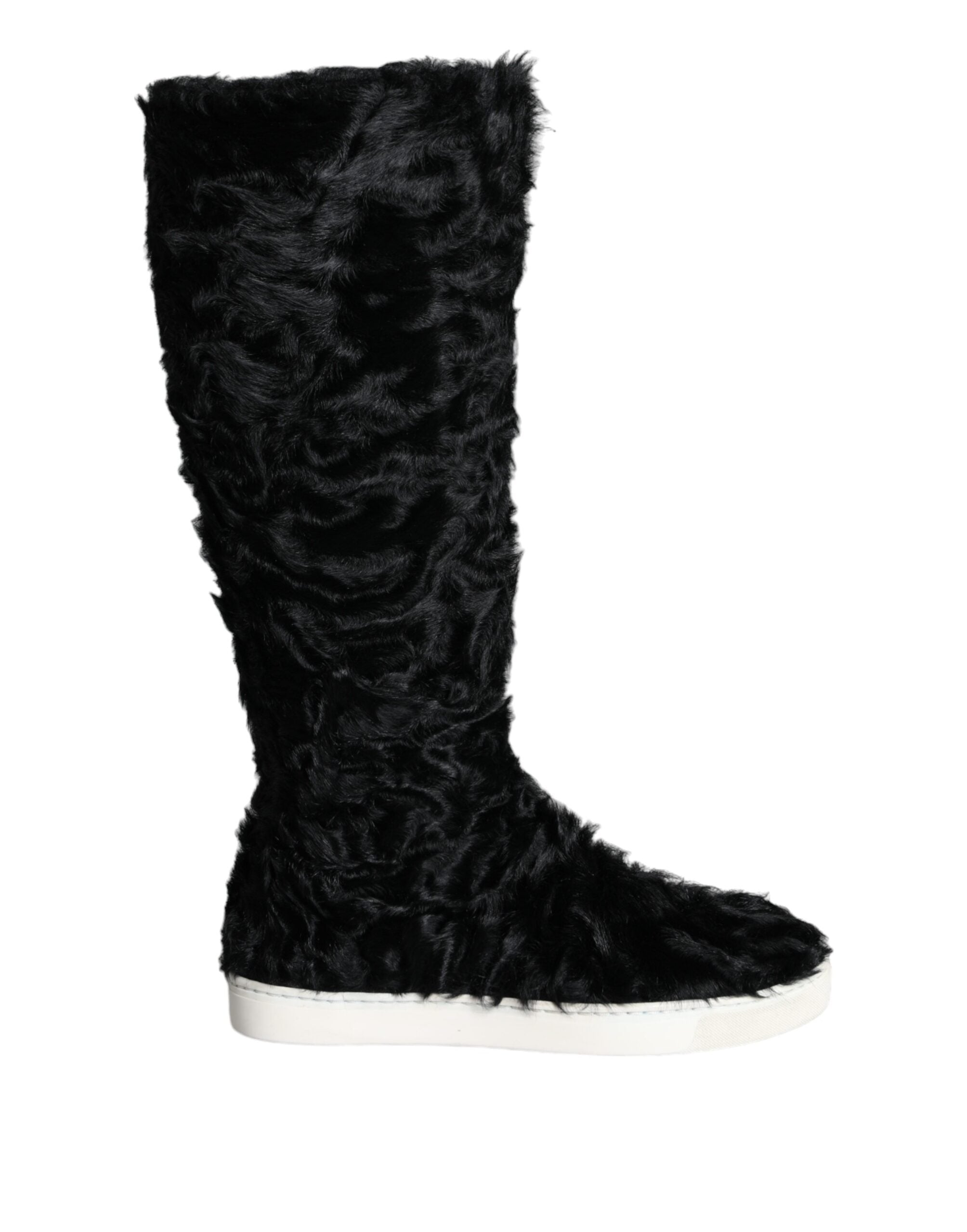 Παπούτσια Dolce & Gabbana Black Xiangao Lamb Fur Leather Boots