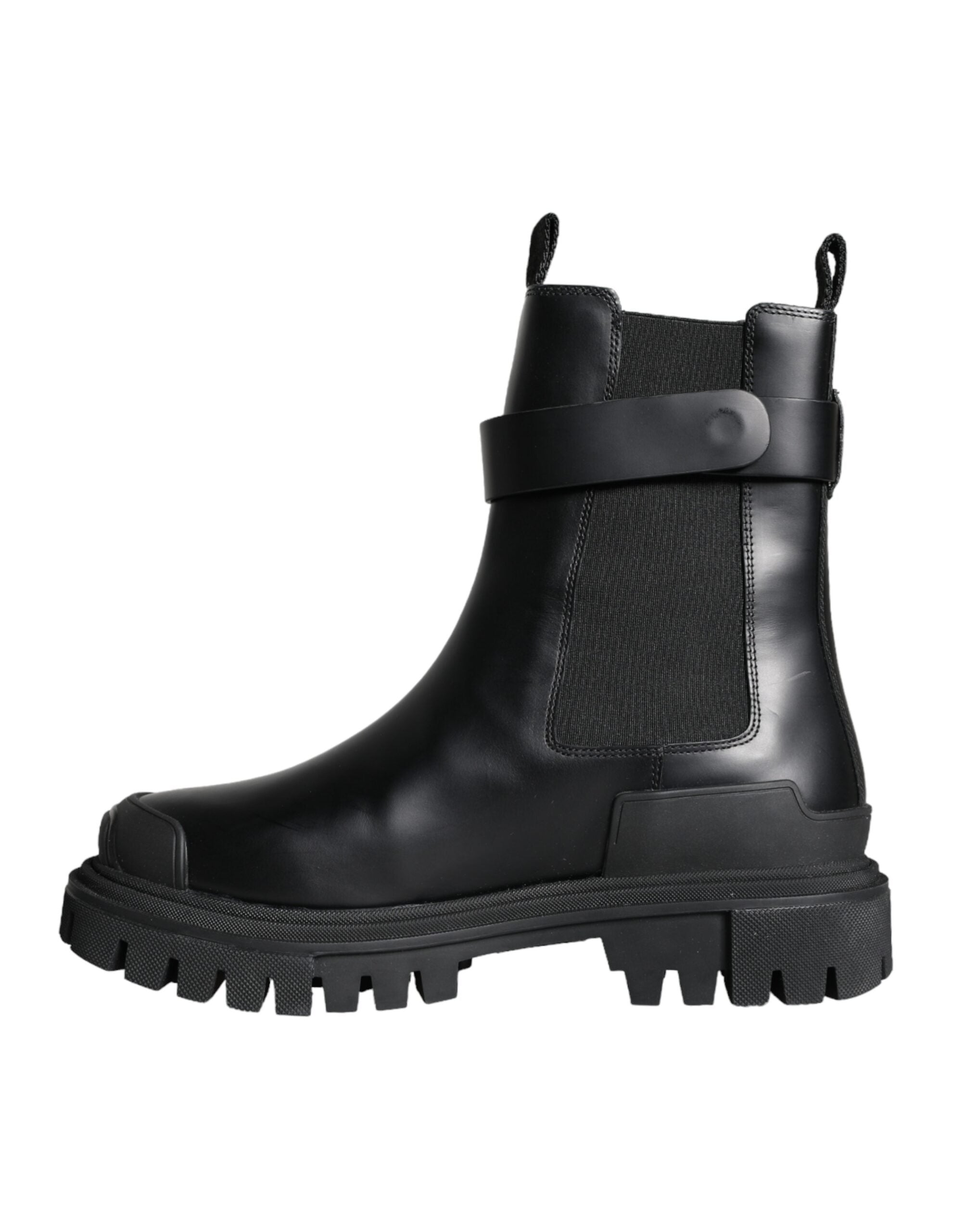 Παπούτσια Dolce & Gabbana Black Leather Combat Mid Calf Boots