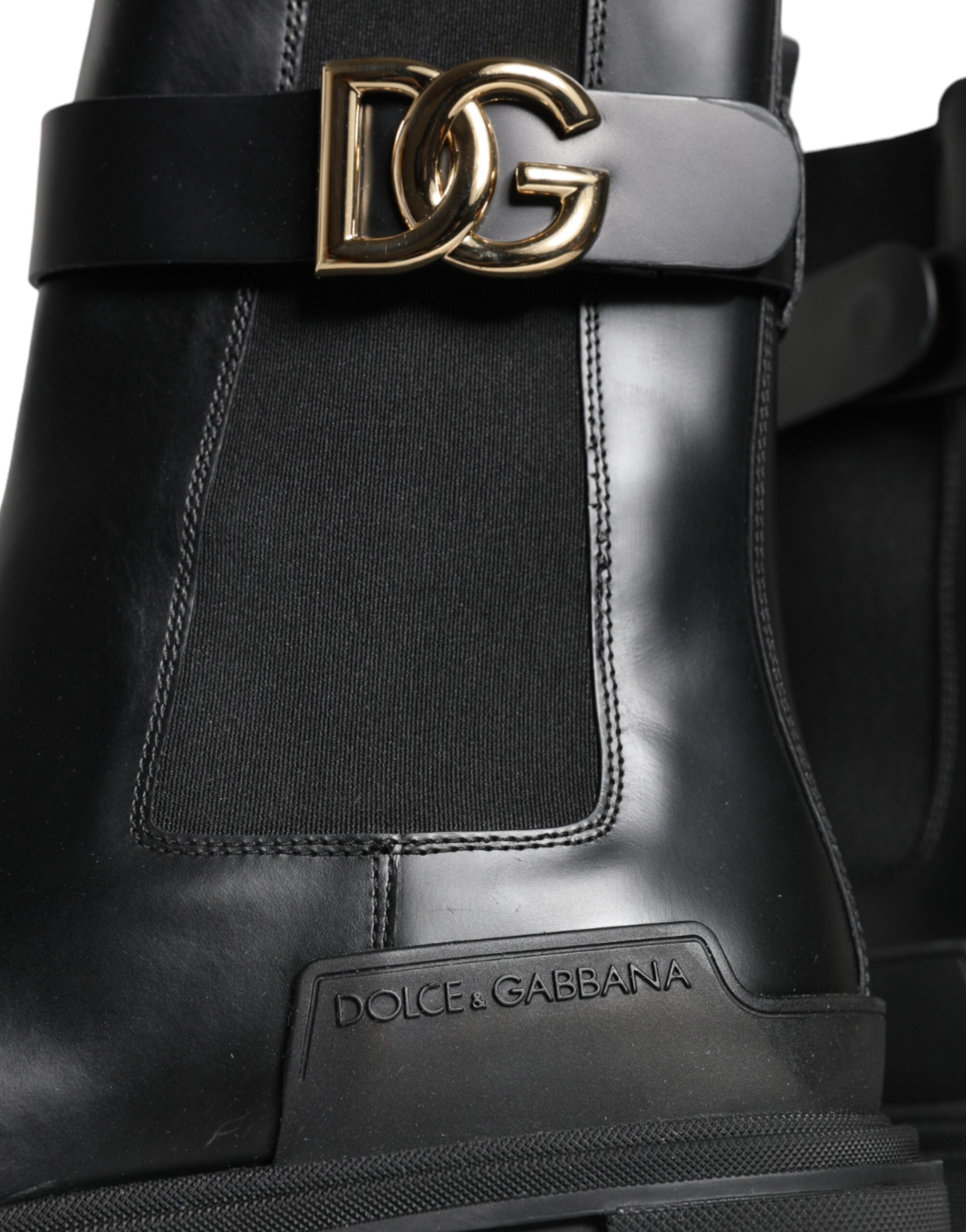 Παπούτσια Dolce & Gabbana Black Leather Combat Mid Calf Boots