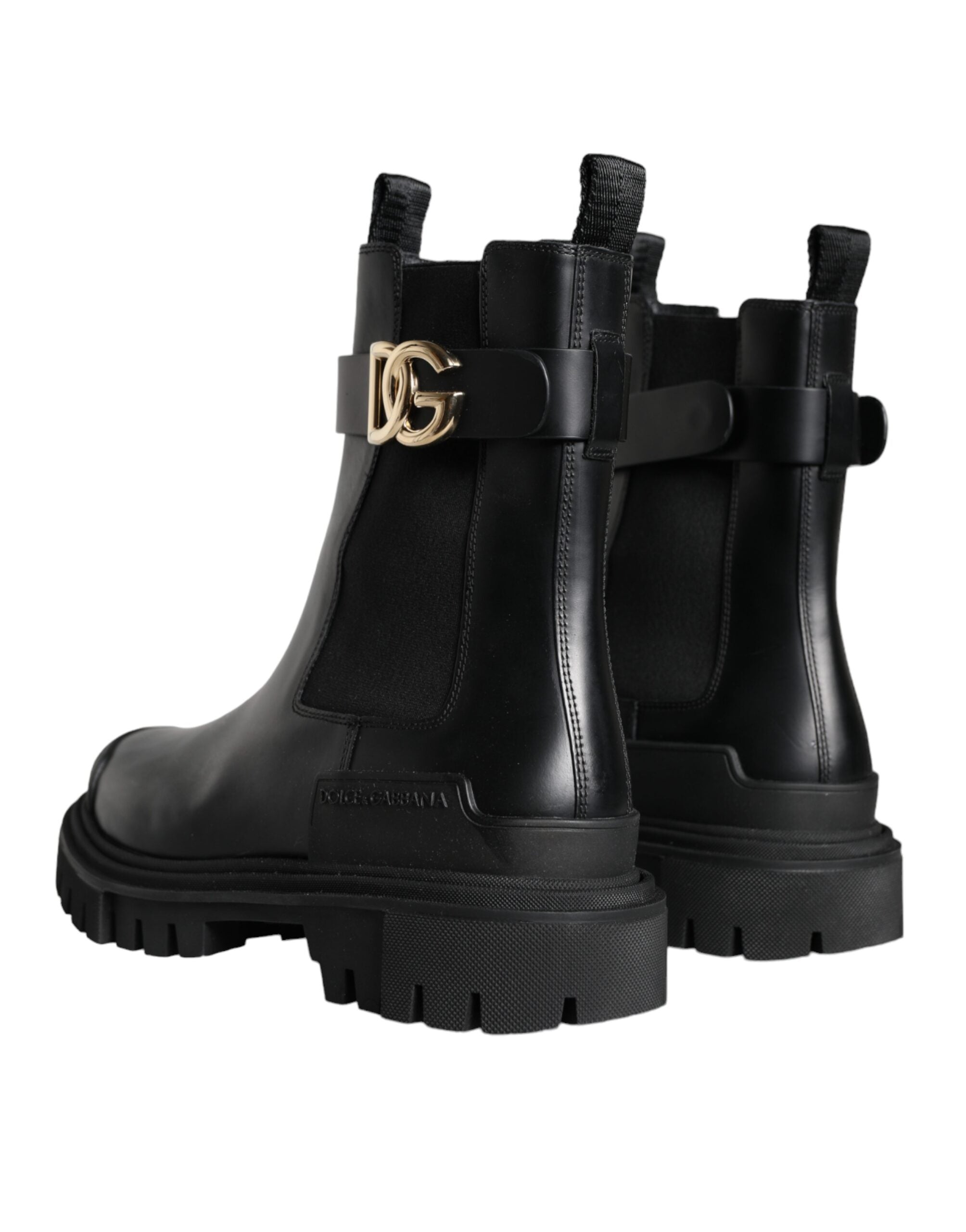 Παπούτσια Dolce & Gabbana Black Leather Combat Mid Calf Boots