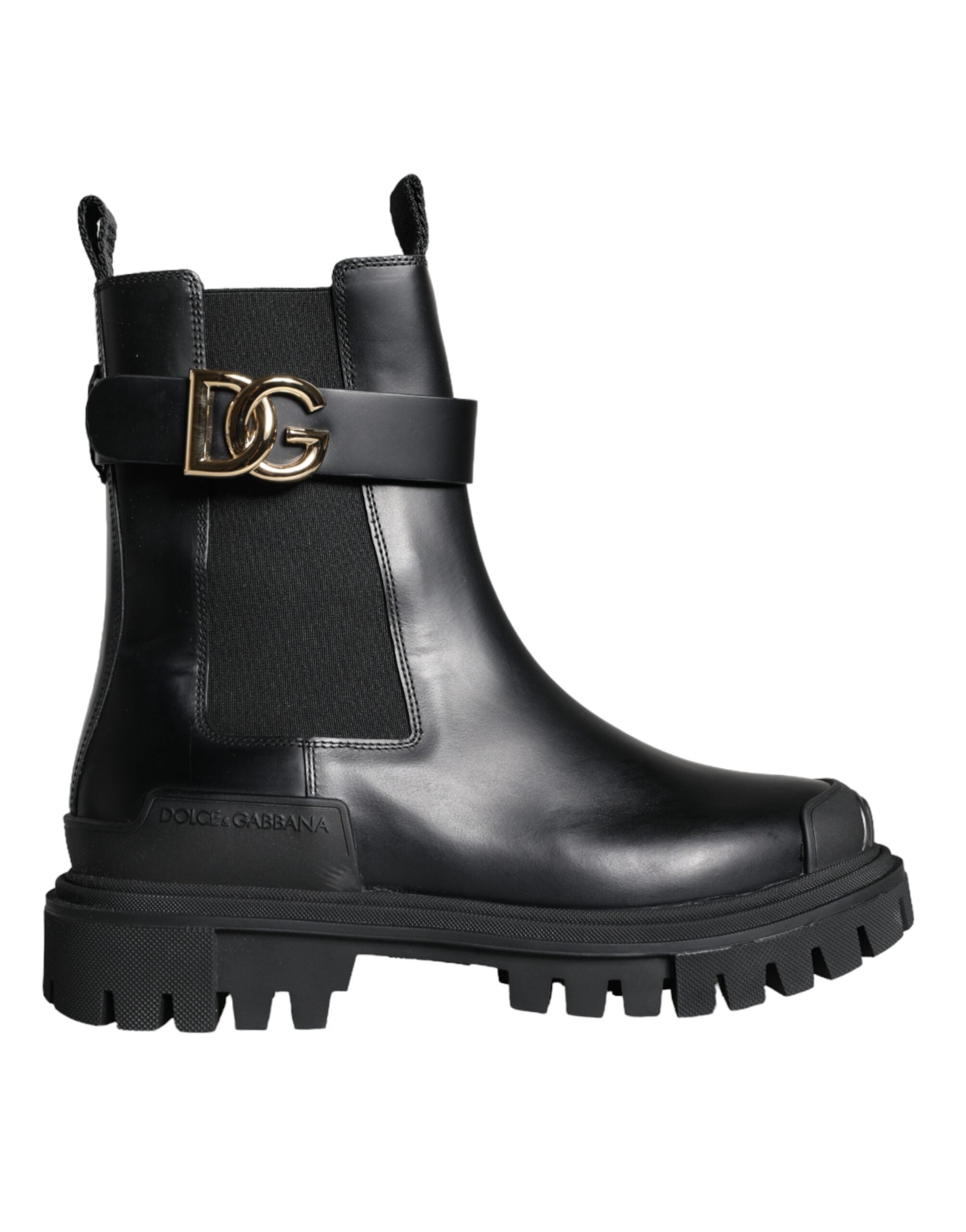 Παπούτσια Dolce & Gabbana Black Leather Combat Mid Calf Boots